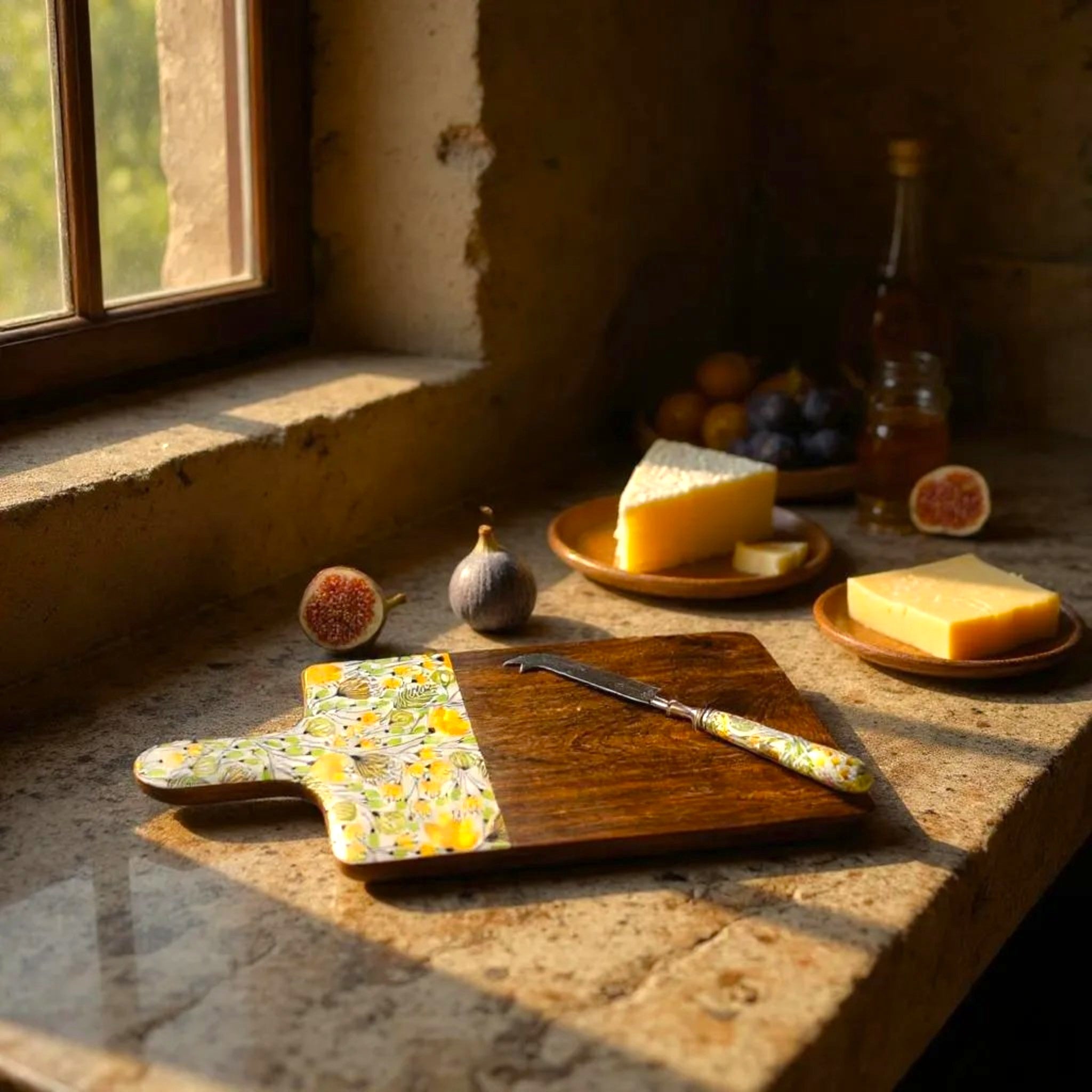 Sunny Meadows Cheese Board and Knife Set