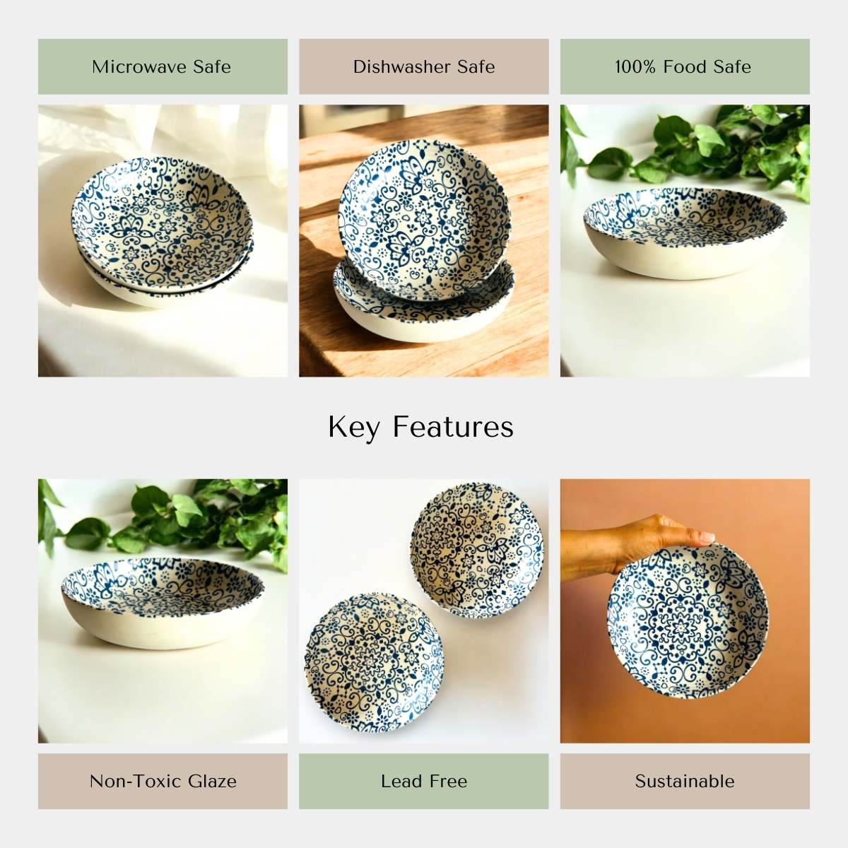 Blue Petal Rice Bowl (Set of 2)