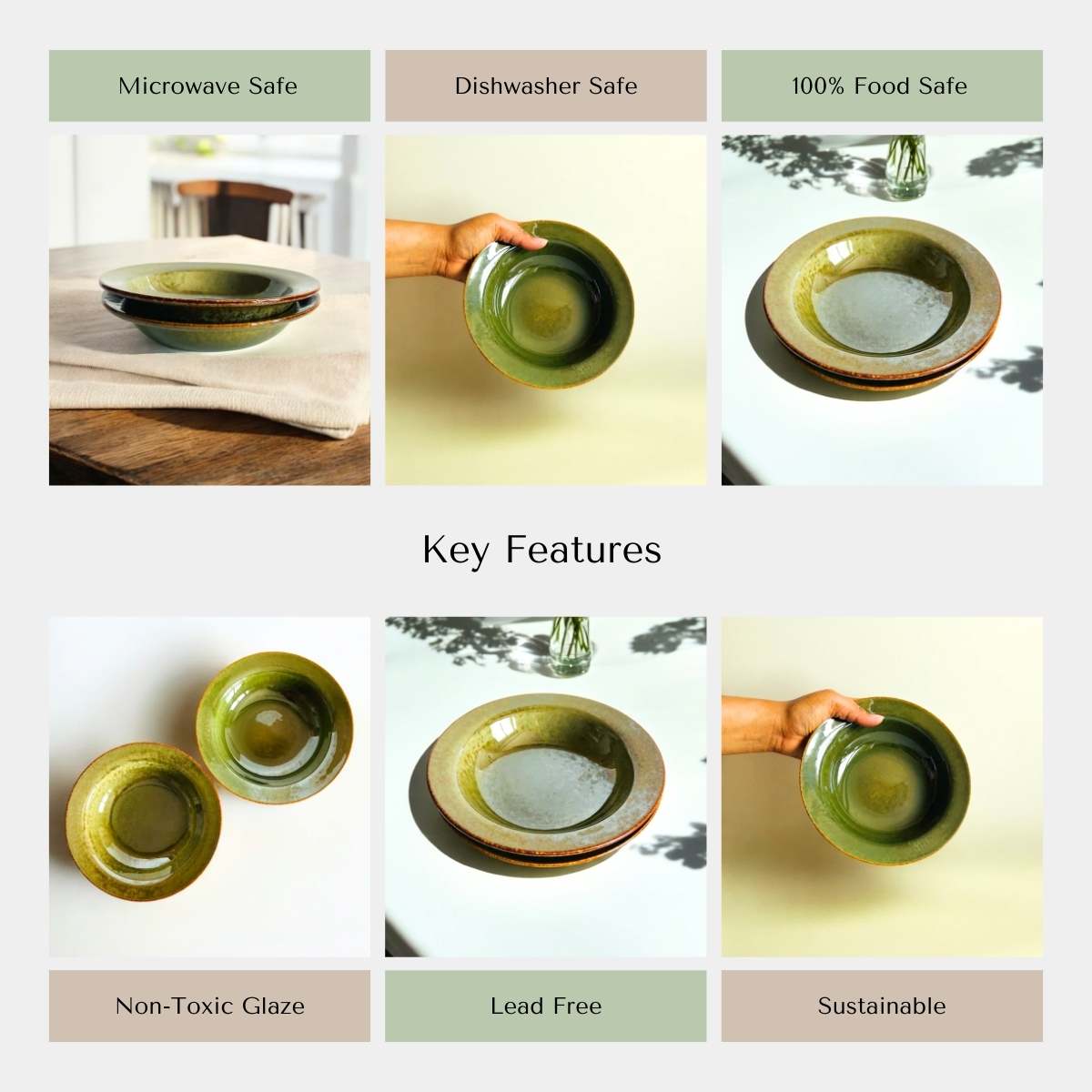 Olive Breeze Noodle Plate (Set of 2)