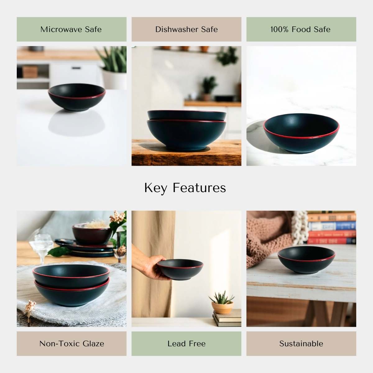 Crimson Edge Pasta Bowl (Set of 2)