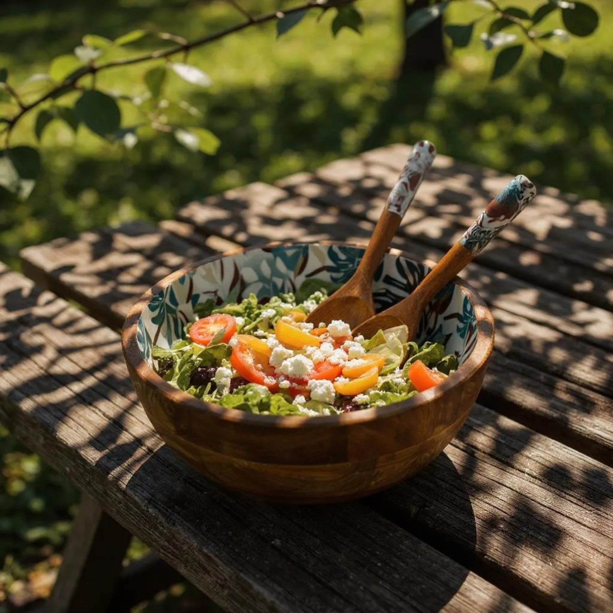 Urban Leaf 8 Inch Salad Bowl with Spoons