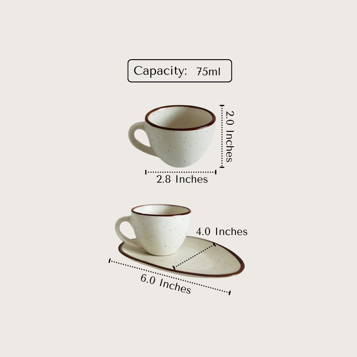 Almond and Ivory Espresso Set (Set of 2)