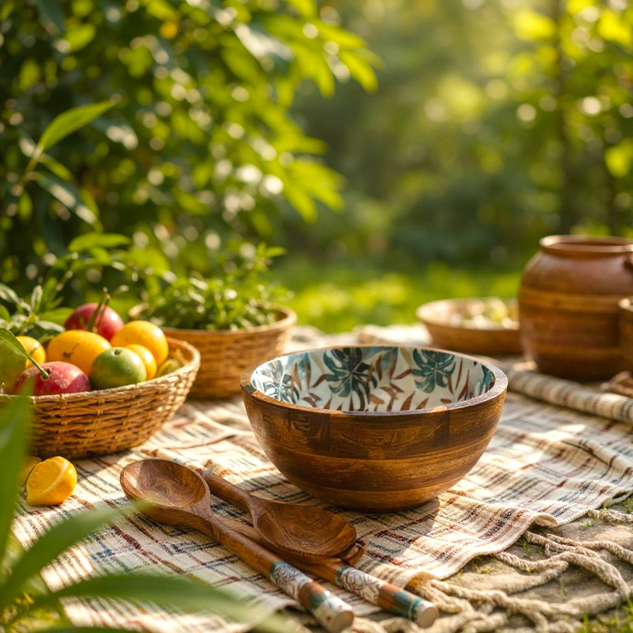 Urban Leaf 8 Inch Salad Bowl with Spoons