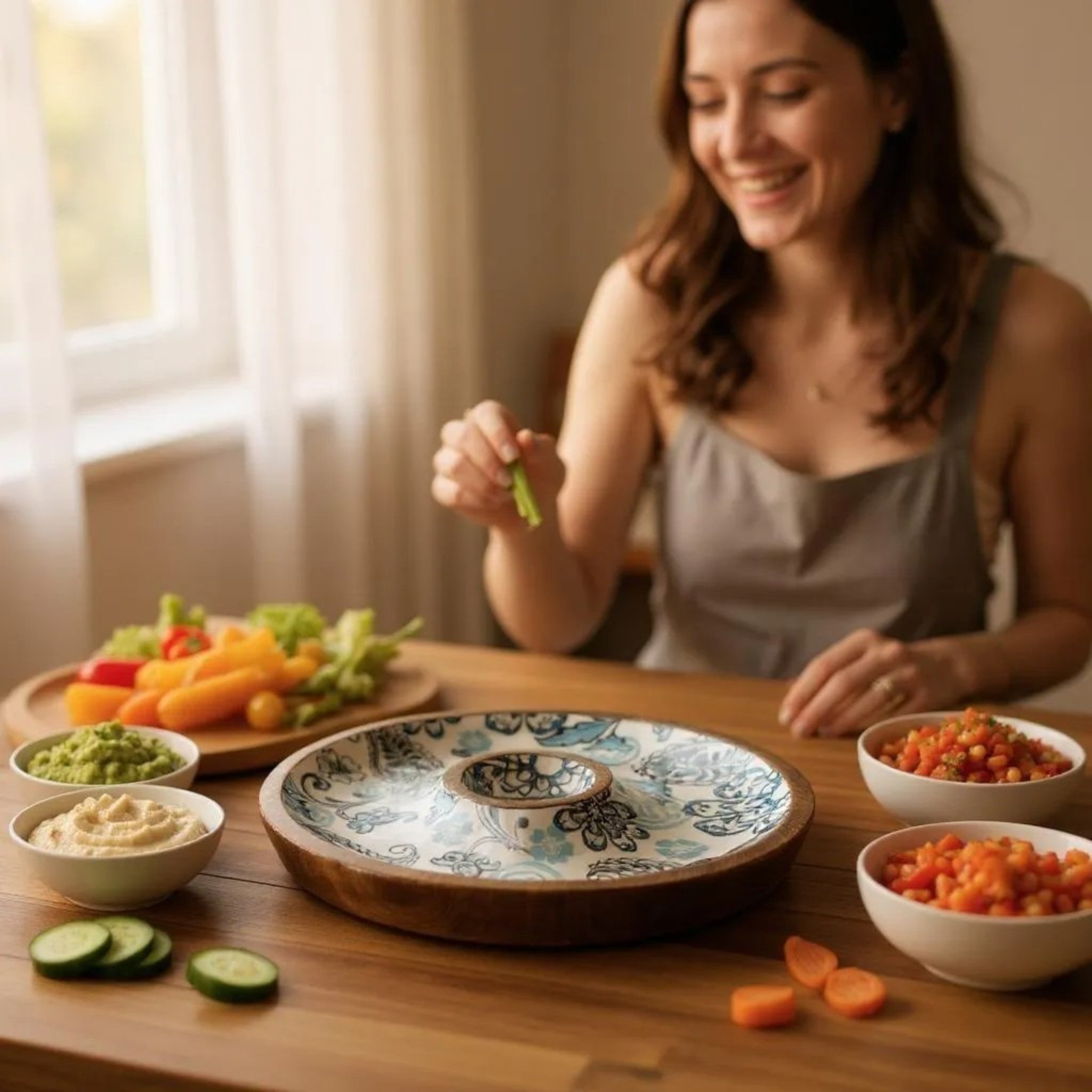 Blue Paisely Chip and Dip Platter
