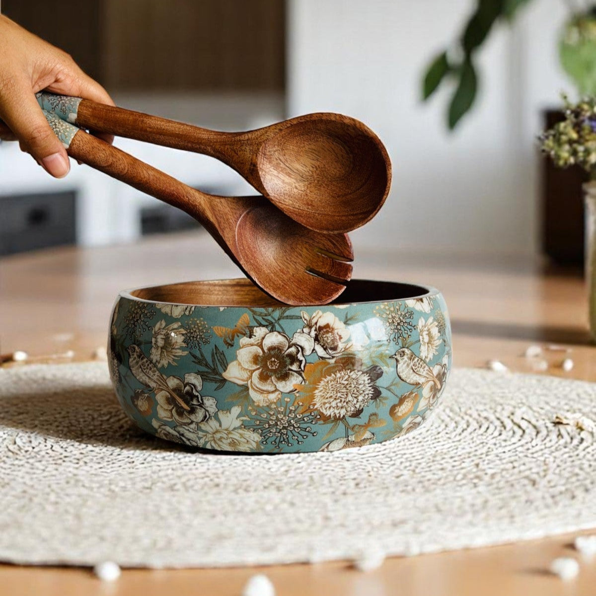 City Sparrow 9 Inch Salad Bowl with Spoons