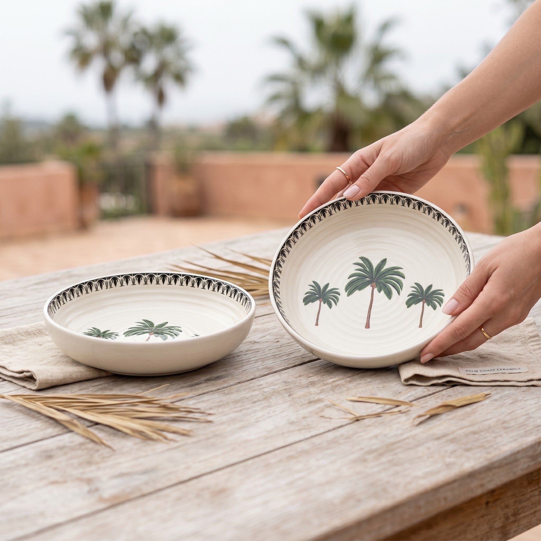Palm Rice Bowl (Set of 2)