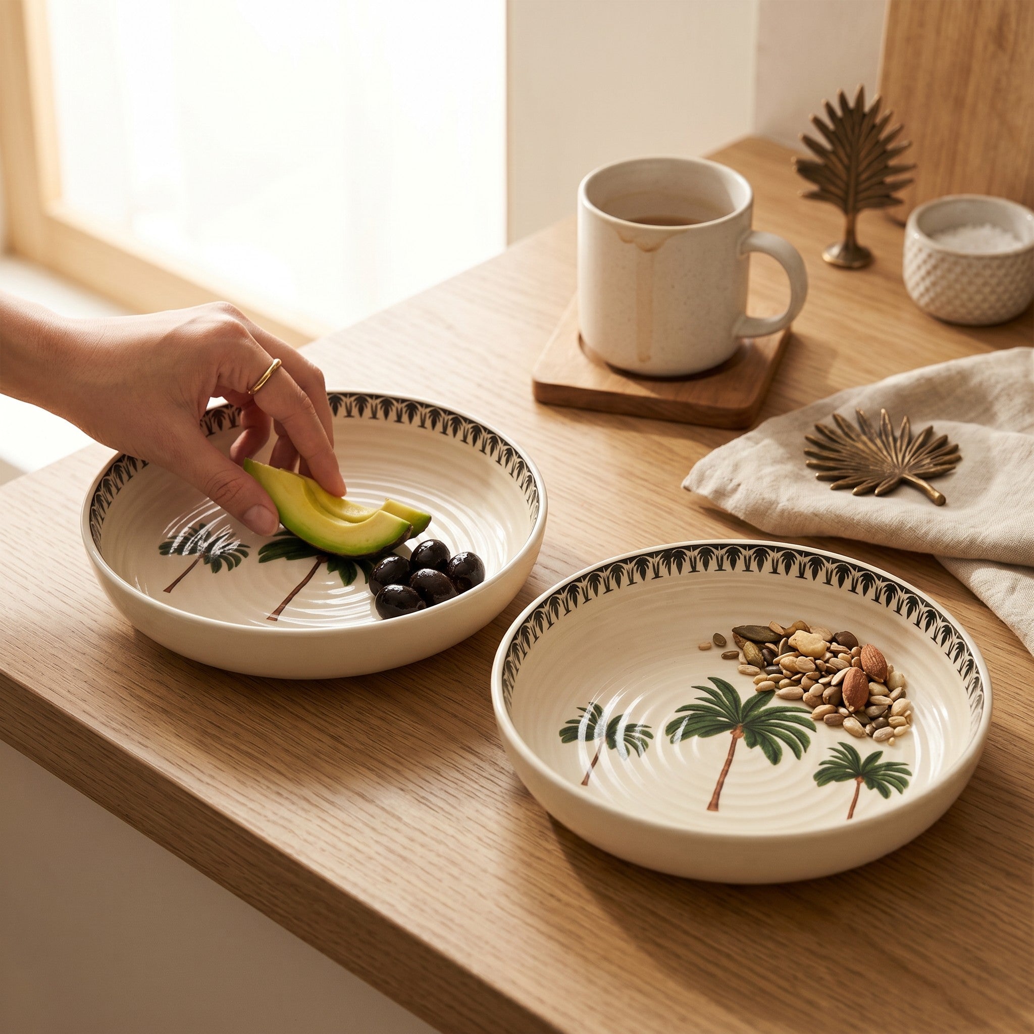Palm Rice Bowl (Set of 2)