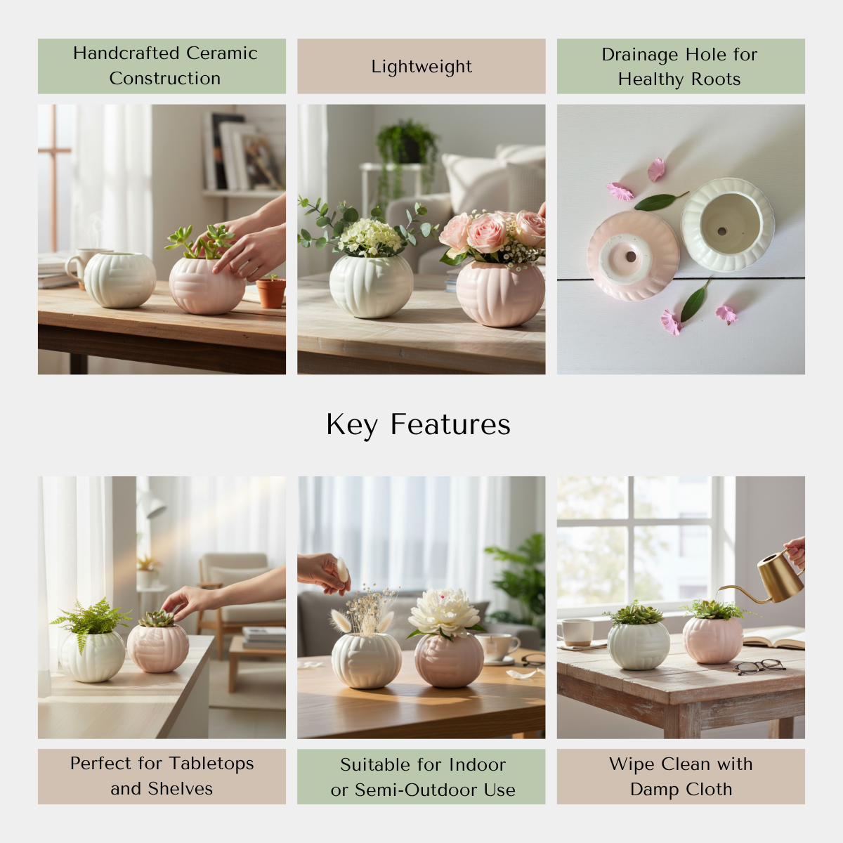 Pastel Pebble Planters (Set of 2)