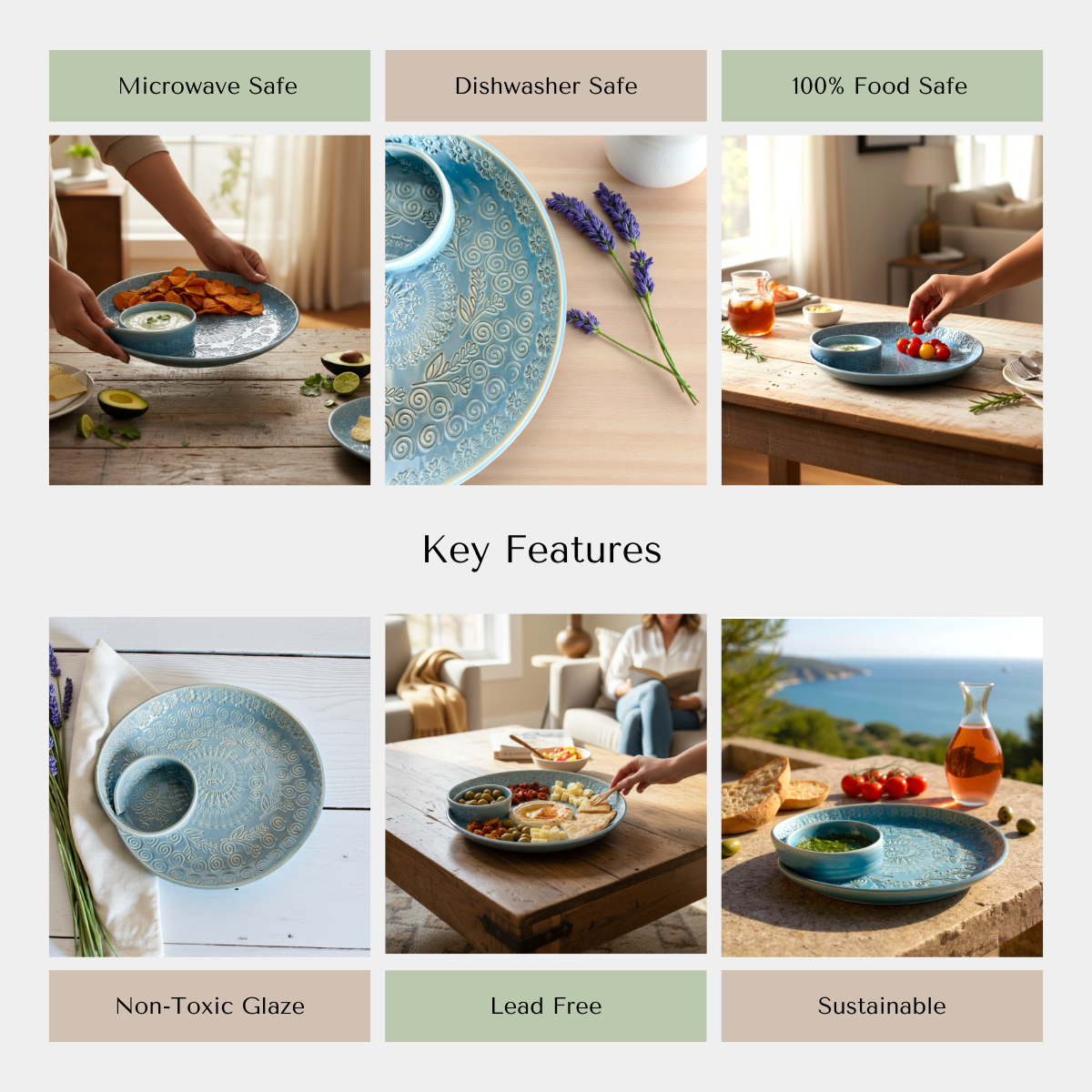 Floral Embossed Chip and Dip Platter