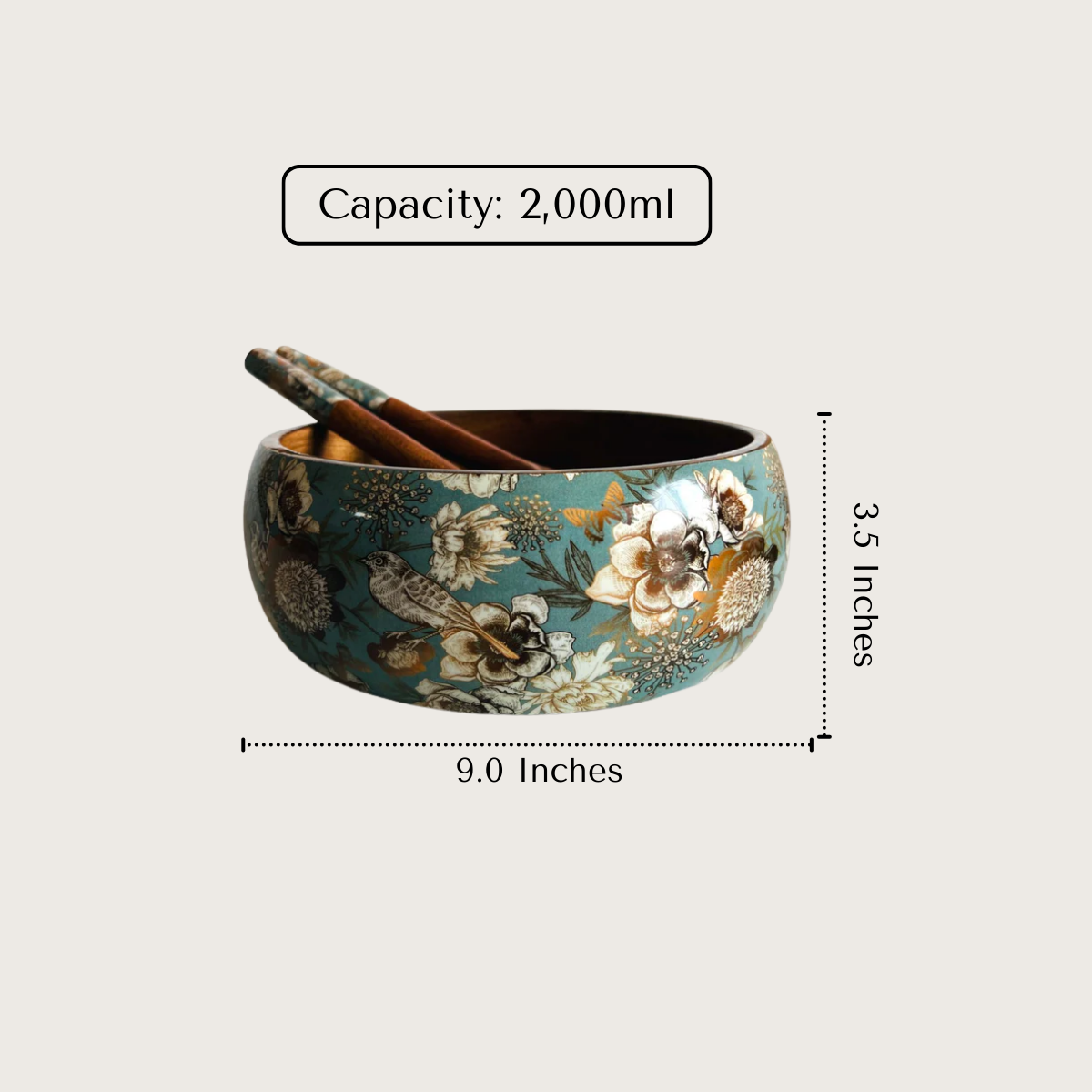 City Sparrow 9 Inch Salad Bowl with Spoons