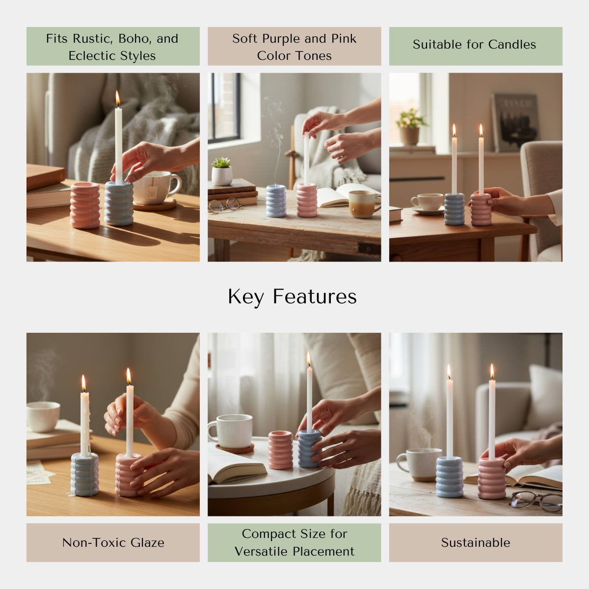 Marshmallow Candlesticks (Set of 2)