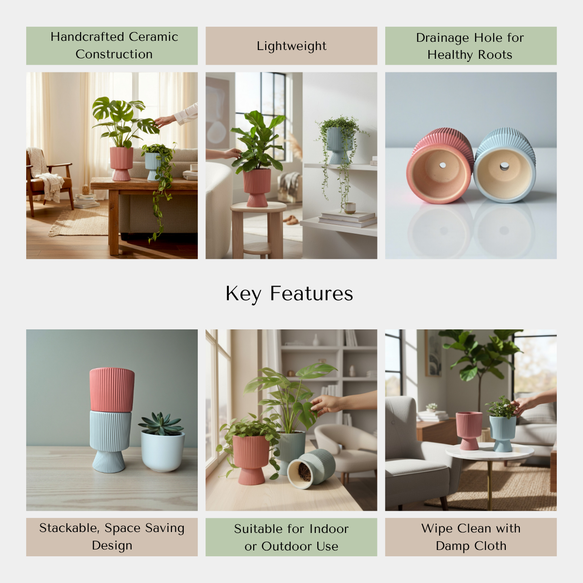 Slate & Scarlet Planter (Set of 2)