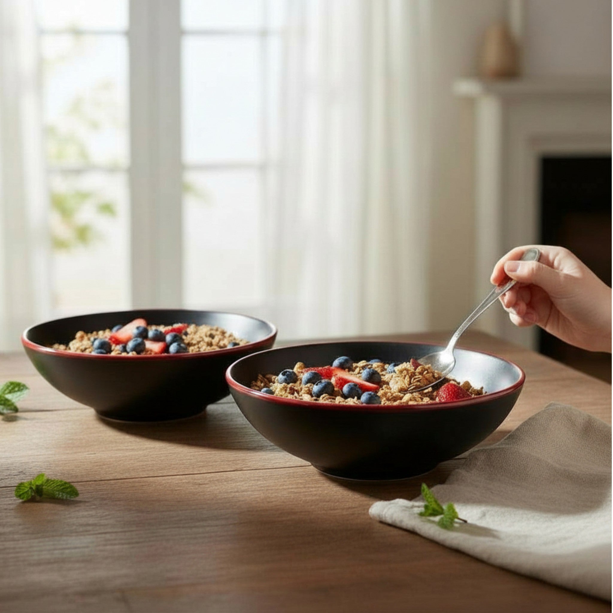 Crimson Edge Maggi Bowl (Set of 2)