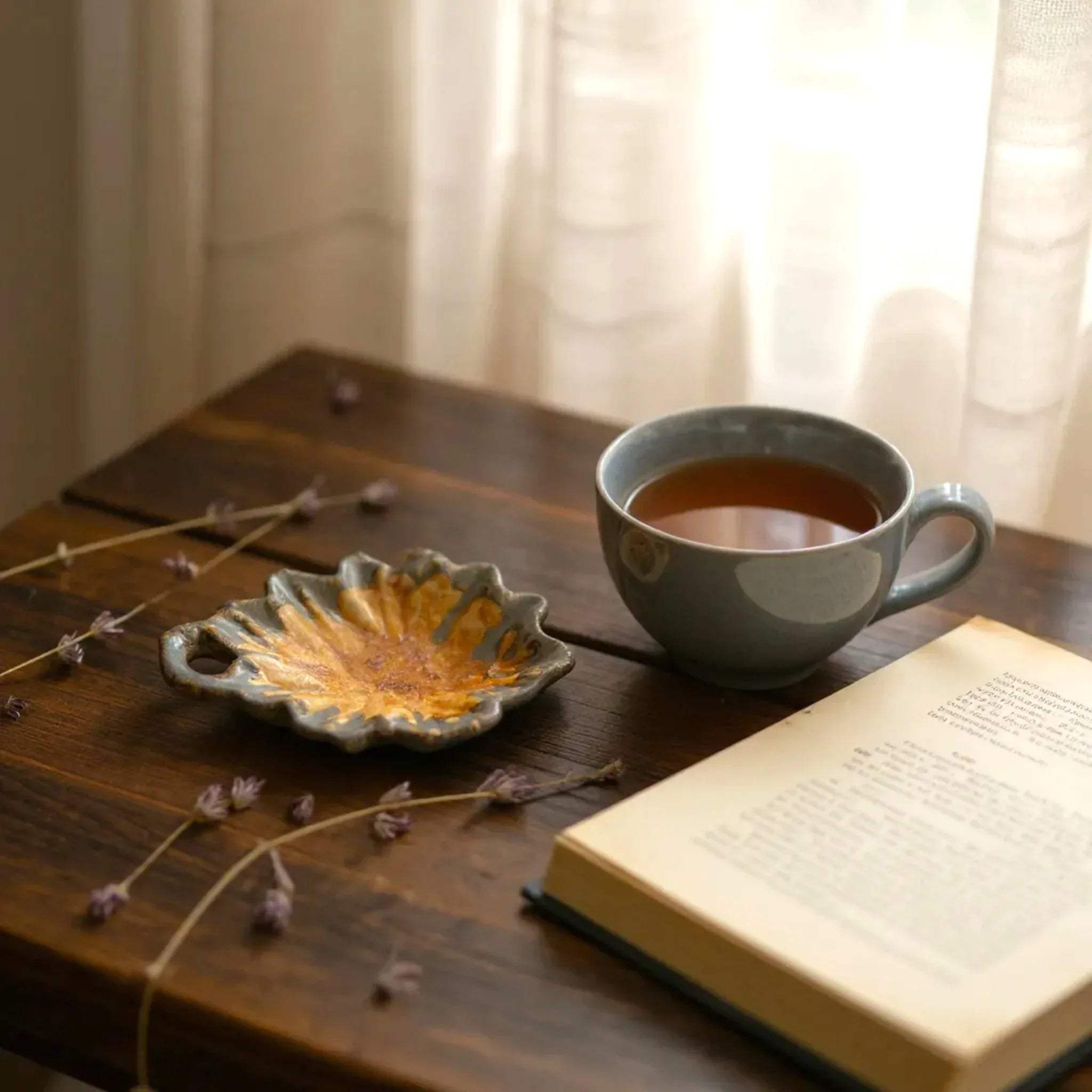 Broad Leaf Dishes on a coffee table; aesthetic bowls for deserts and Pinterest-worthy styling