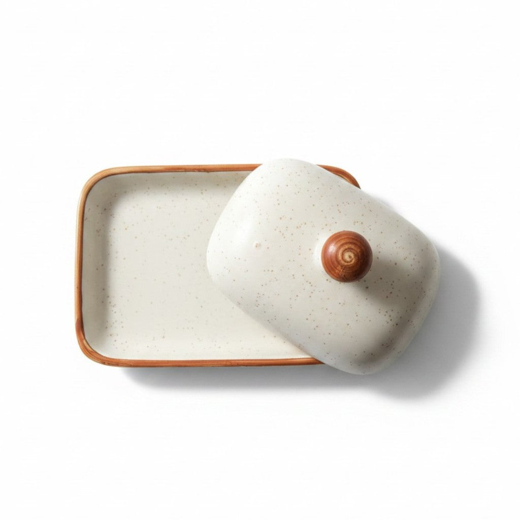 Almond and Ivory Butter Dish