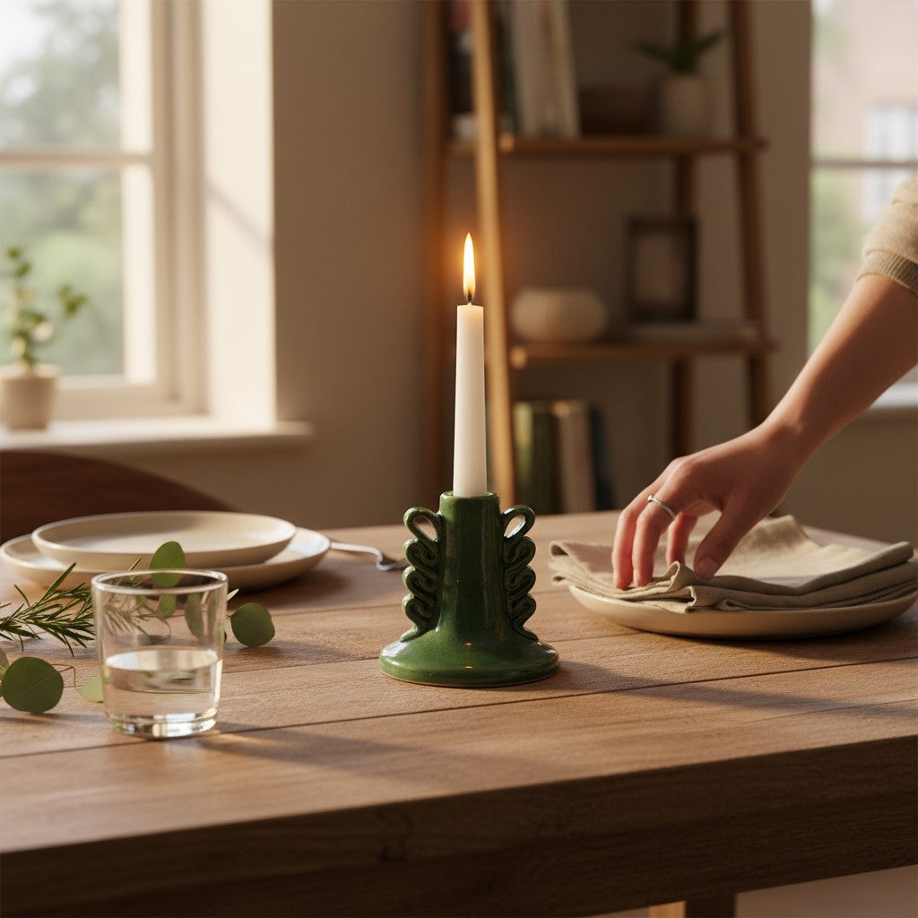 Cacti Light Holder glowing on a dinner date table setup; Pinterest-worthy romantic ambiance styling ideas,
