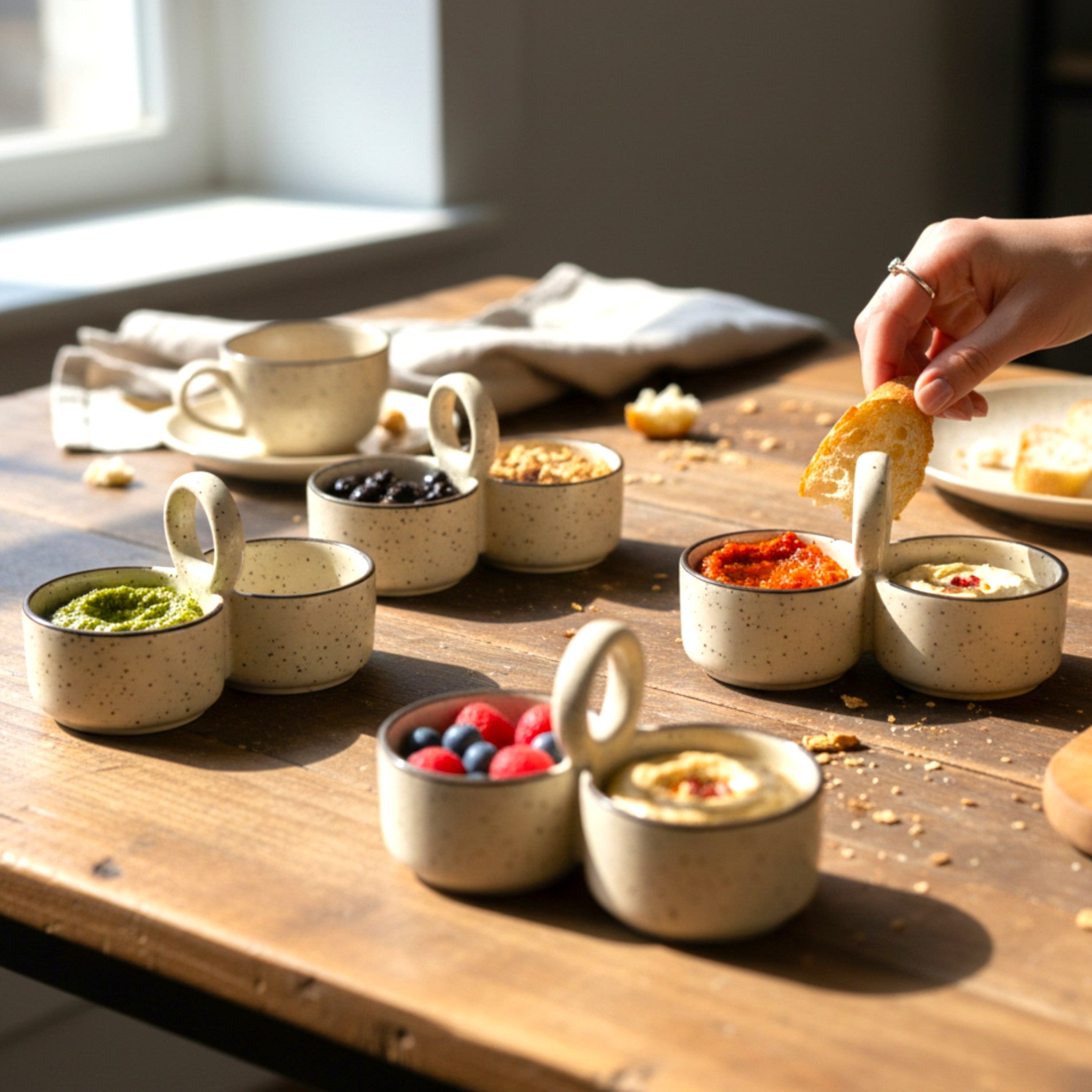 Monochrome Harmony Double Dip Bowl (Set of 6)