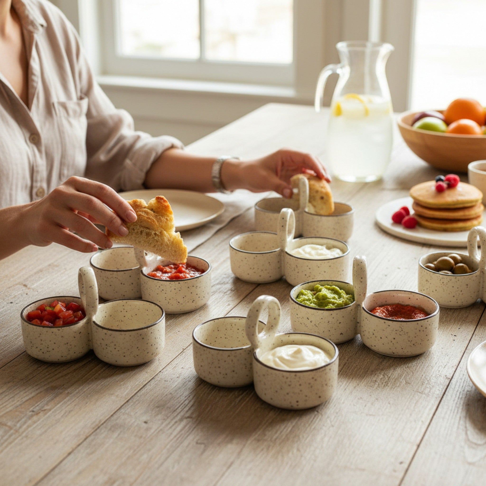 Monochrome Harmony Double Dip Bowl (Set of 6)
