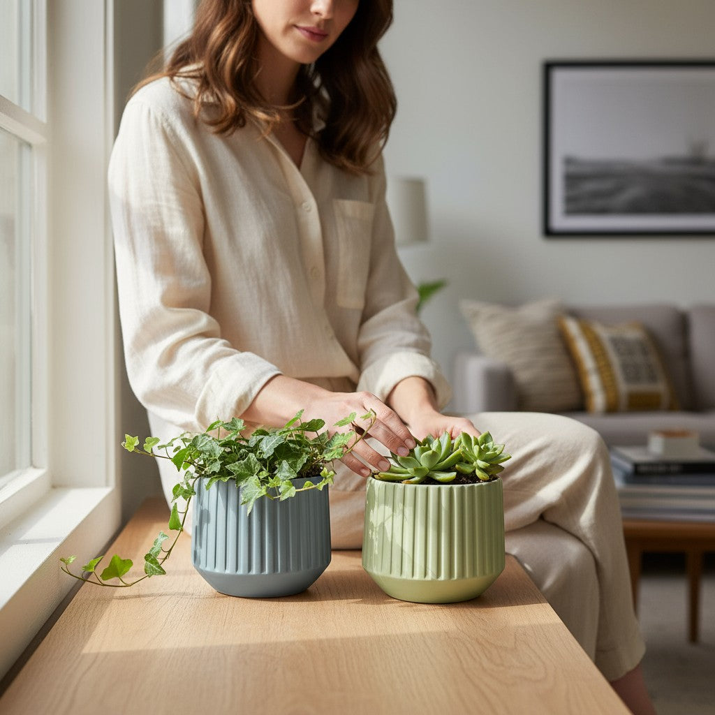 Clay & Green Planters (Set of 2)