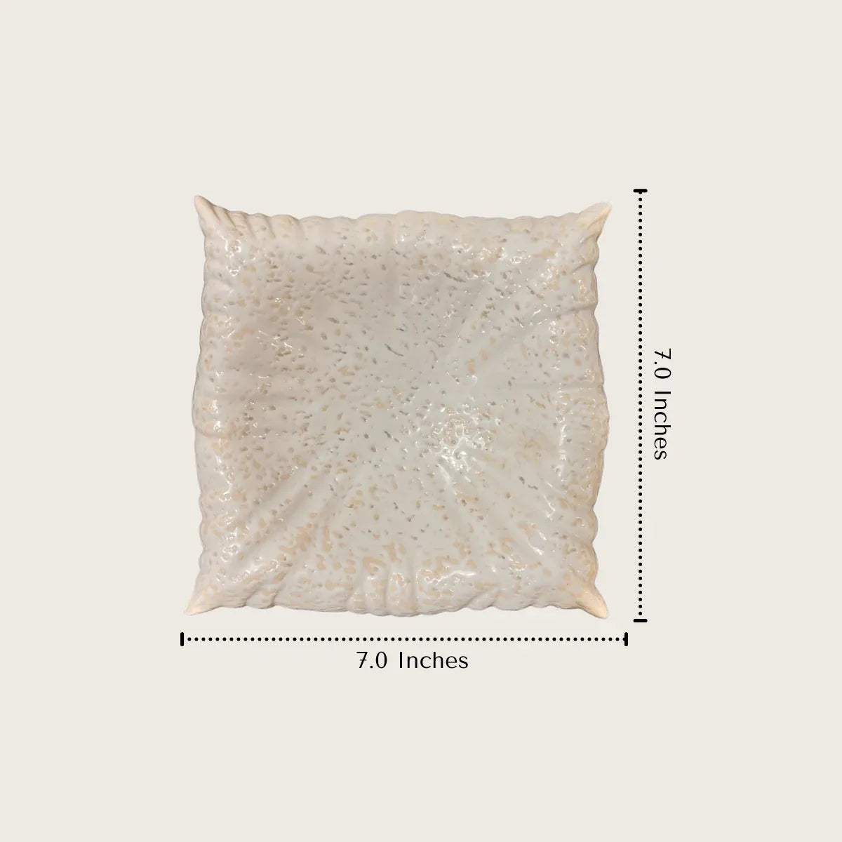 Cloud Cushion size; 7-inch square wavy ceramic platter with a soft-touch food-safe matte finish.