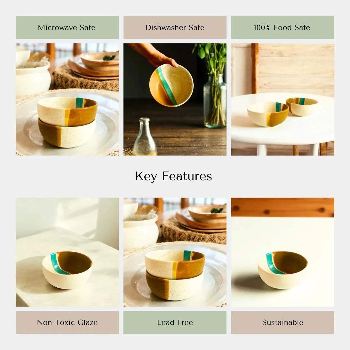 Rustic Stone quality; lead-free, dishwasher safe, and handcrafted high-fired coastal ceramic bowl.