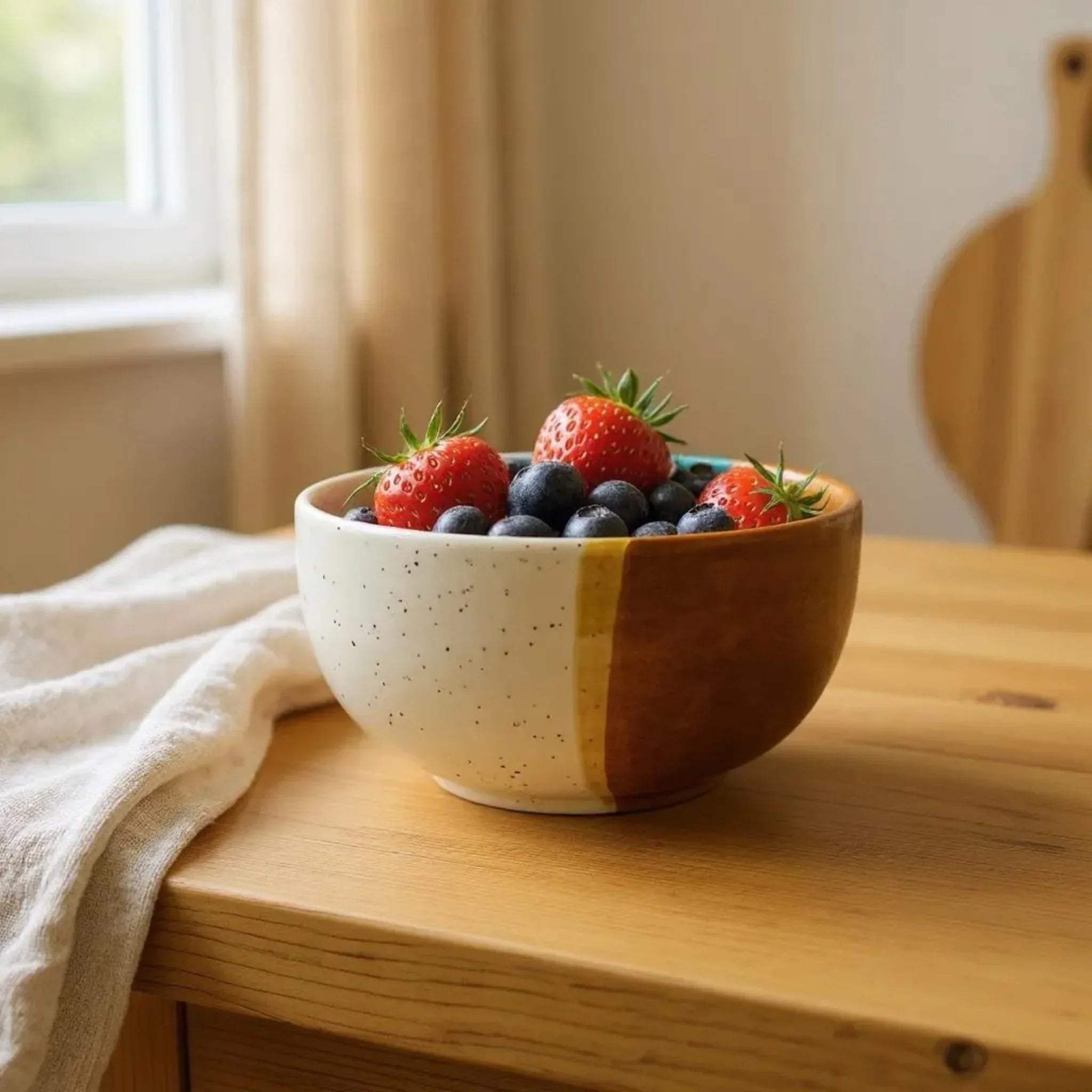 Coastal Bowl with berries salad; Pinterest-worthy beach house party and aesthetic Mediterranean hosting.