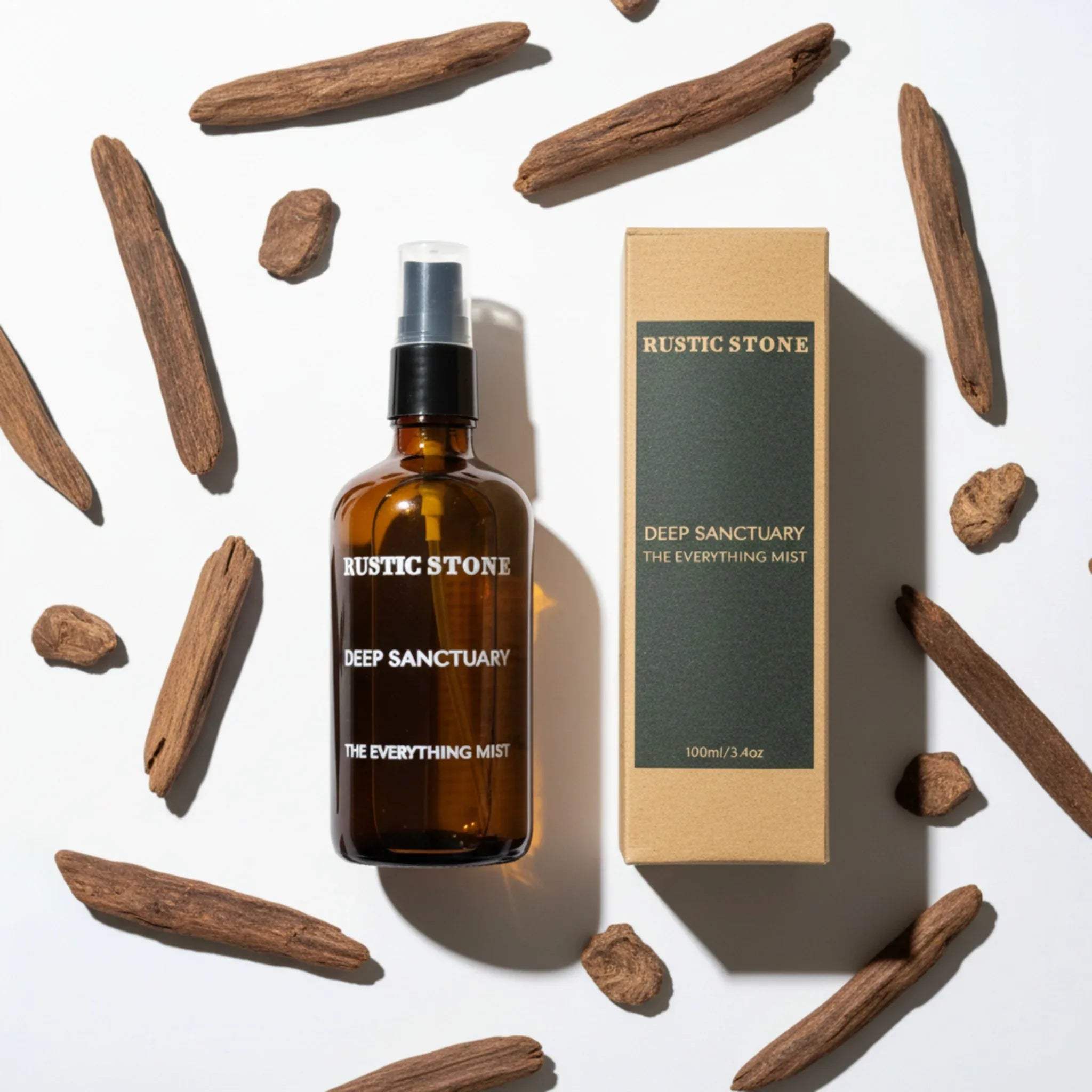 100ml mist bottle size; compact glass bottle for easy display on vanity trays or floating bathroom shelves.