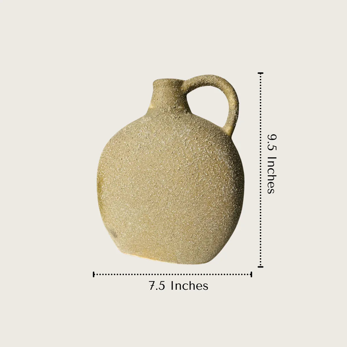 Earthgrain size; 9.5-inch tall ceramic vase with a 7.5-inch wide base and narrow neck for flower support.