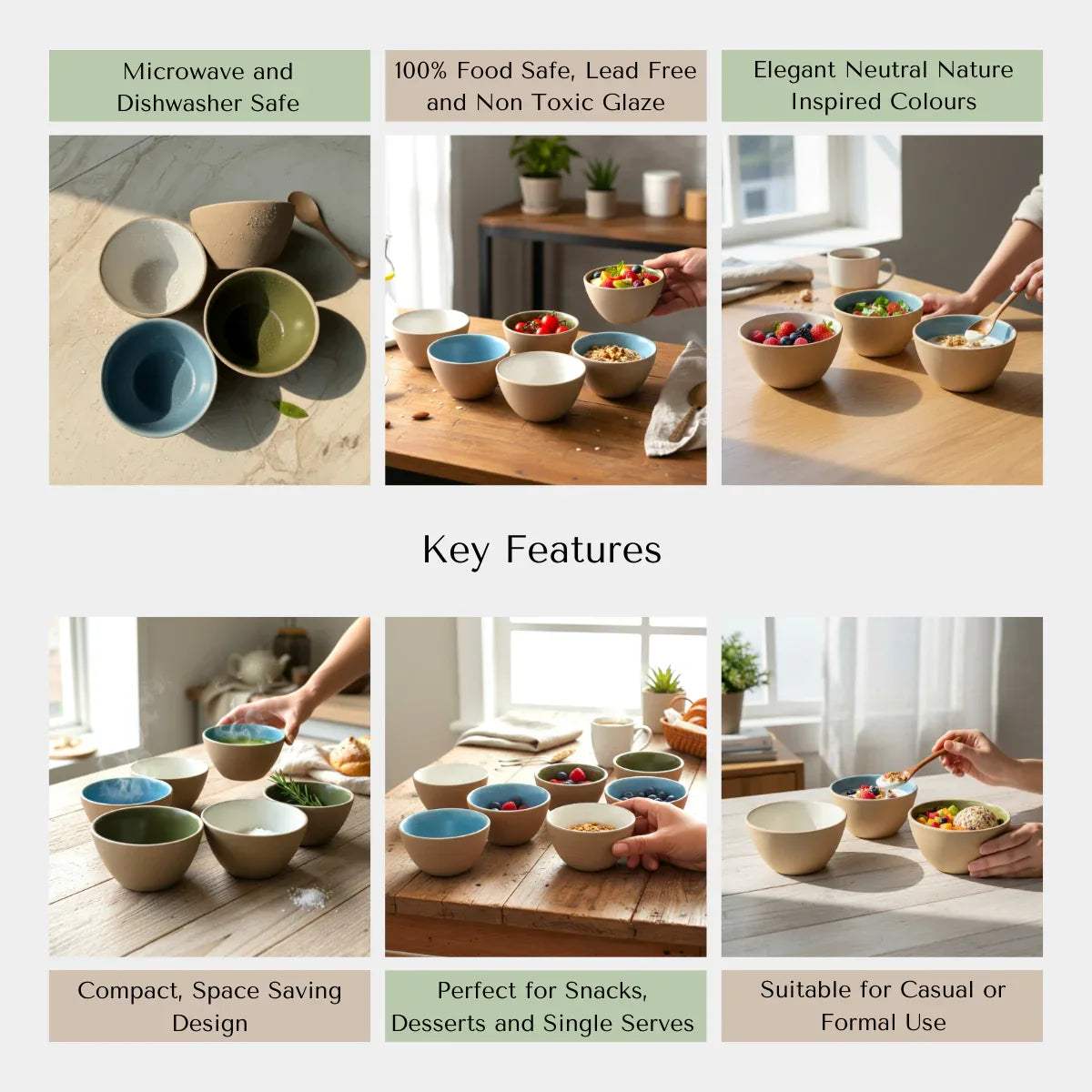 Rustic Stone quality; microwave safe, dishwasher safe, and non-toxic handcrafted ceramic bowls.