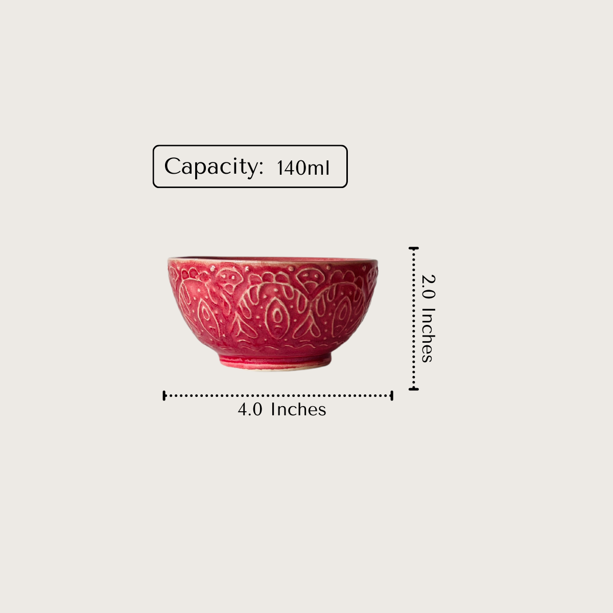 Fuchsia Flair size; 4.0-inch diameter pink ceramic bowls. Ideal for traditional Katori-style serving.