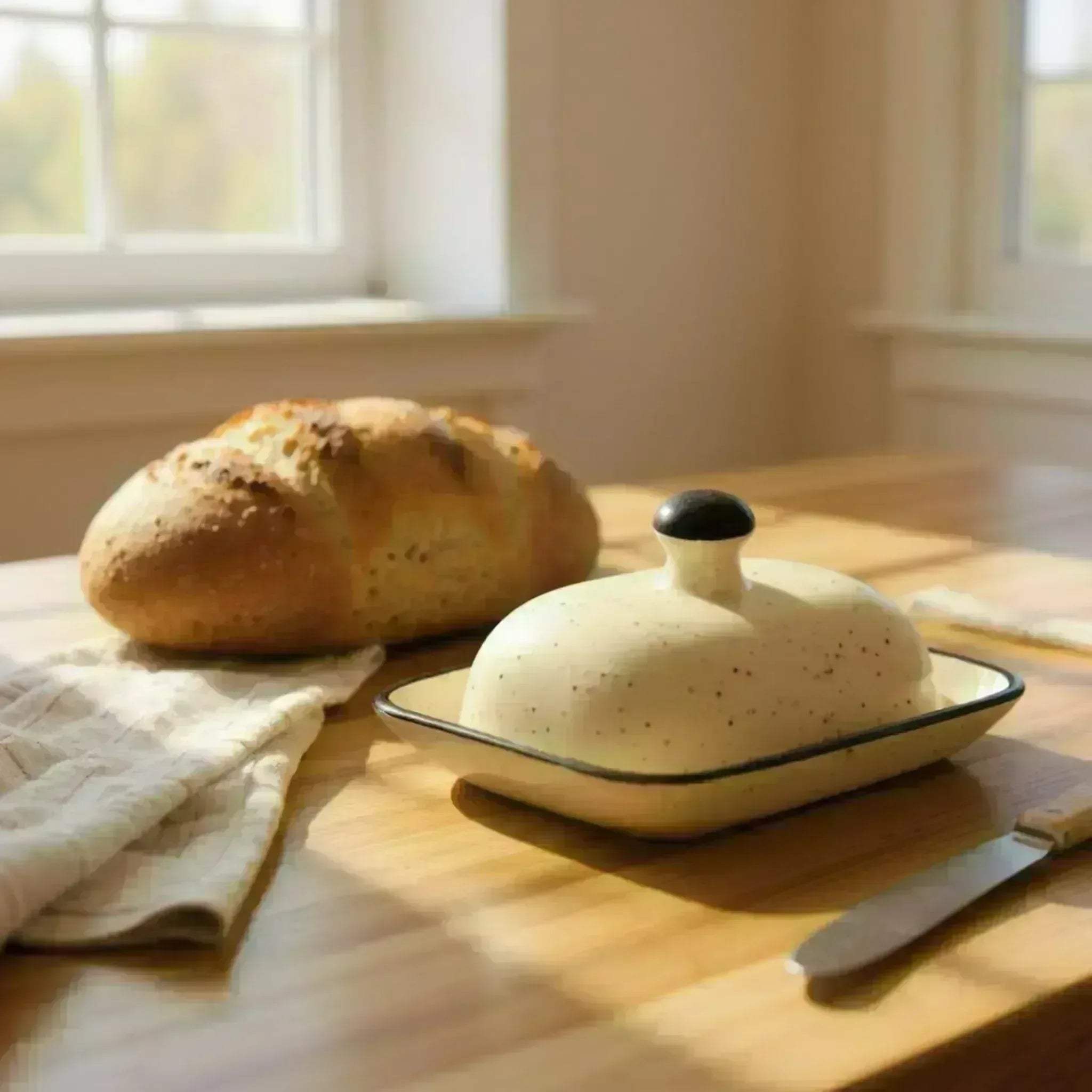 Monochrome Harmony Butter Dish - RUSTIC STONE