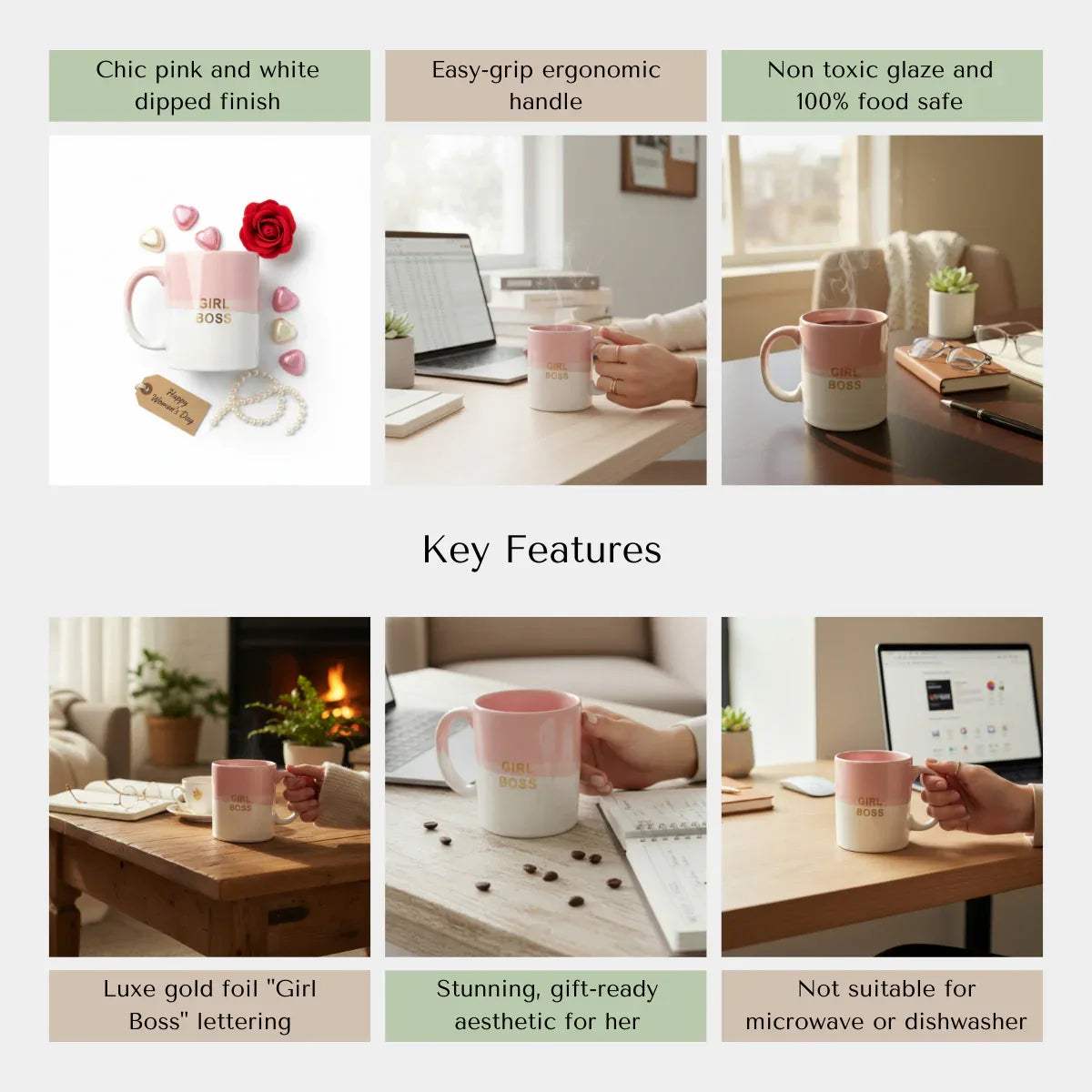 Rustic Stone quality; non toxic glaze, food safe, and durable handcrafted ceramic empowerment mug.