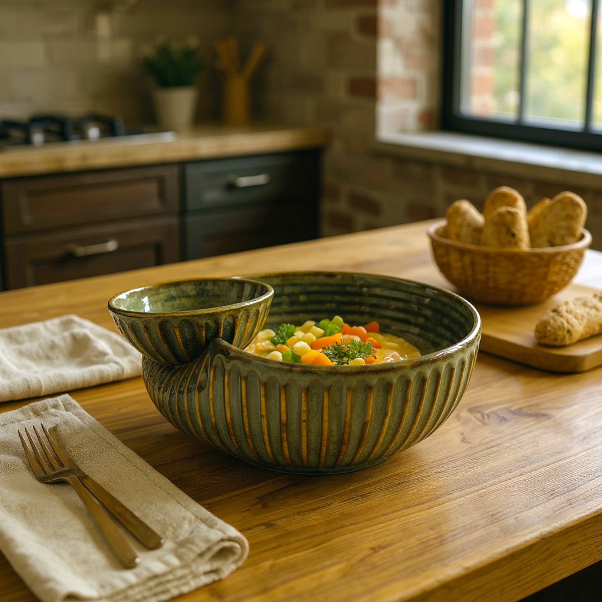 Verdant Ridge Chip and Dip Bowl