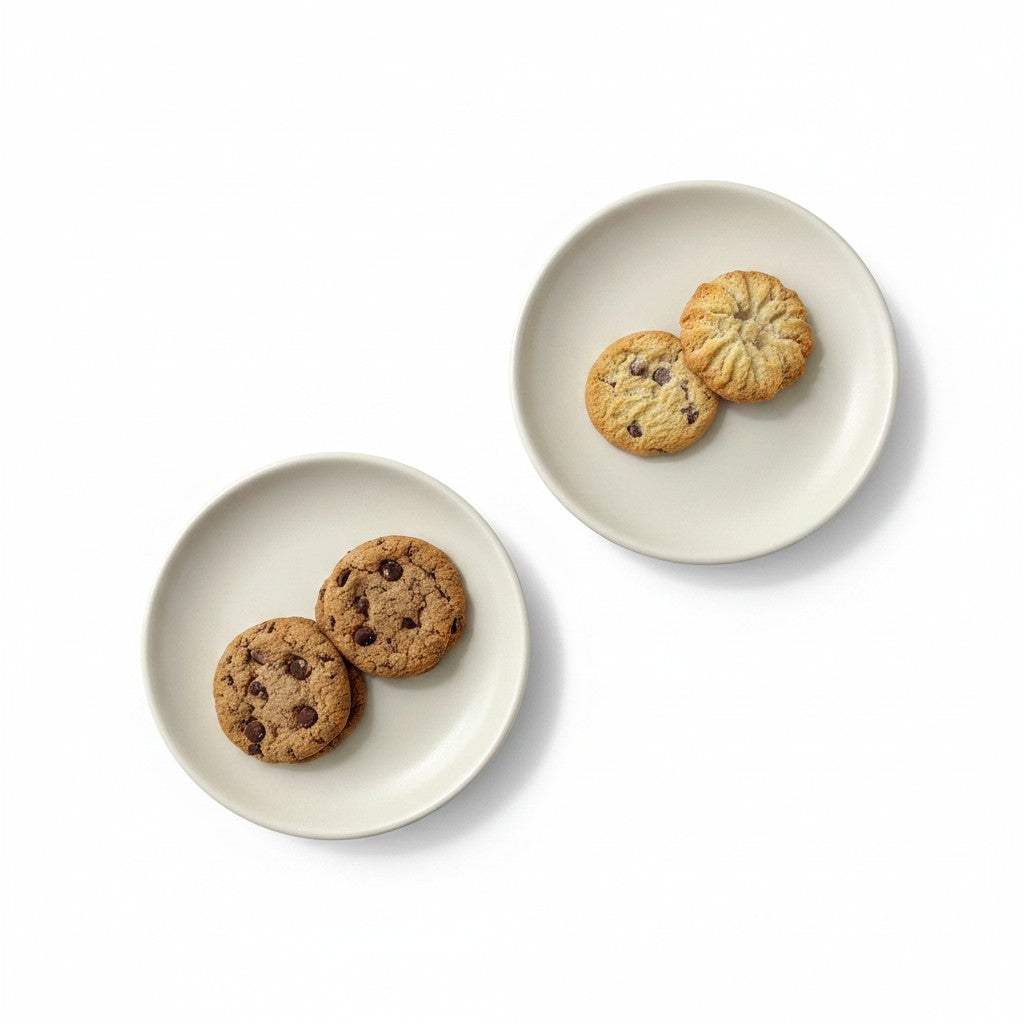 Pair of handcrafted stoneware petite plates featuring an organic rim and a chalk-matte cream glaze, showcasing slow living artisan dinnerware.