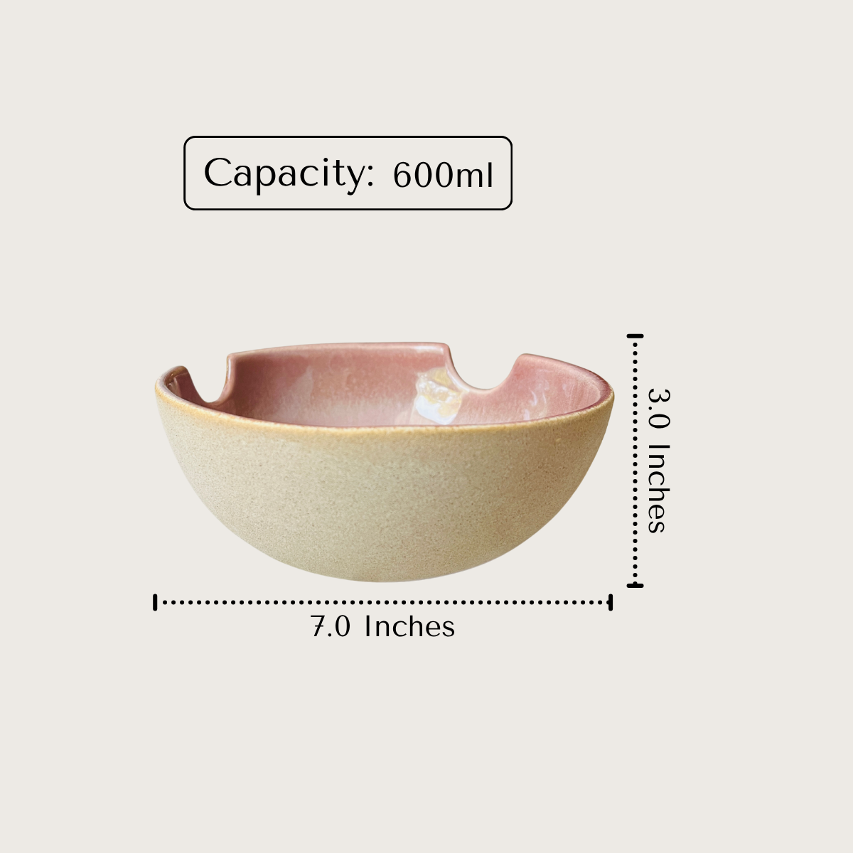 Ramen Bowl size; 7.0-inch diameter ceramic bowl with a deep silhouette for generous soup portions.