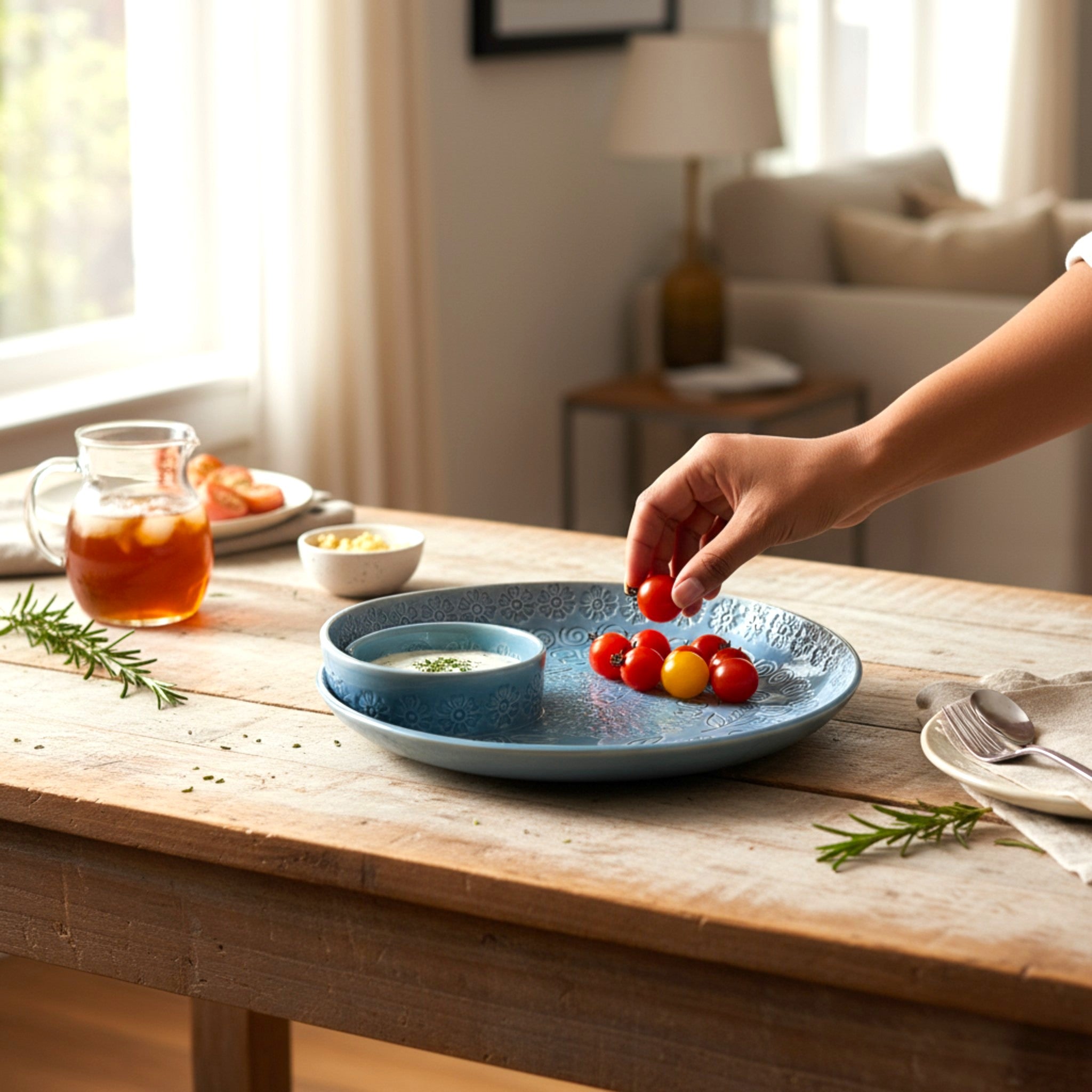 Floral Embossed Chip and Dip Platter
