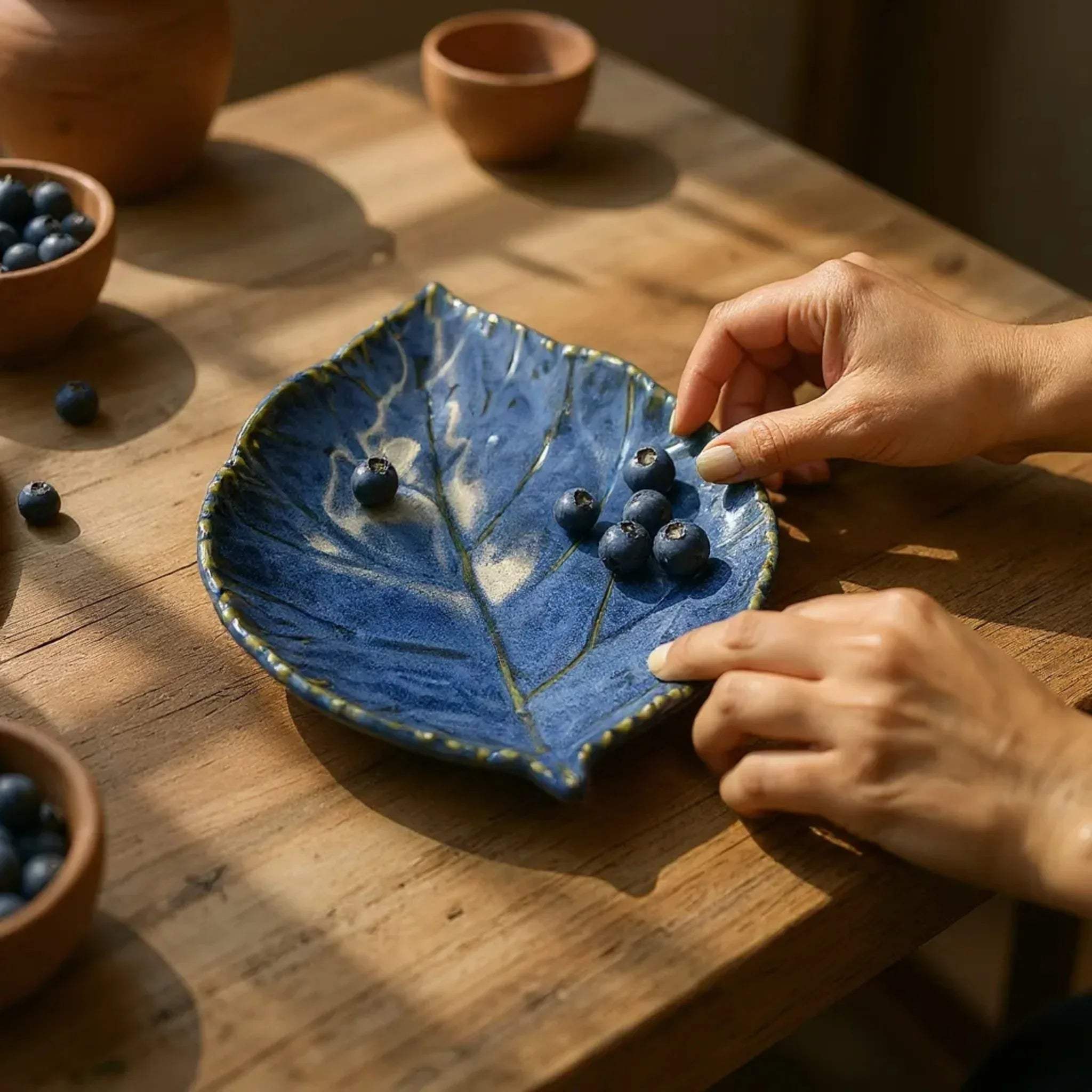 Platter held in hand; large 11-inch surface ideal for serving main courses, appetizers, or party snacks.
