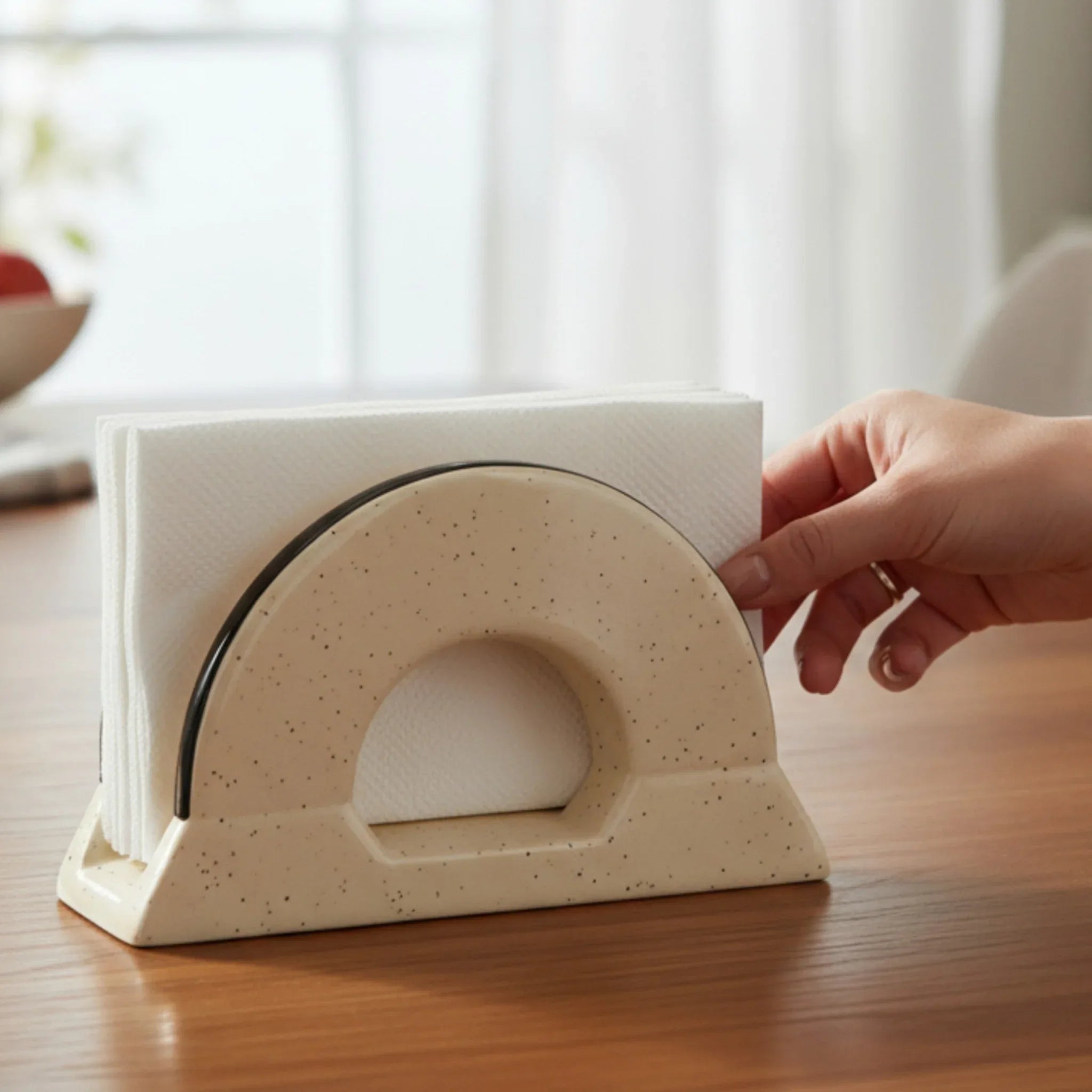 Rustic Stone Monochrome Harmony Tissue Holder; matte white ceramic holder for aesthetic tissue storage.