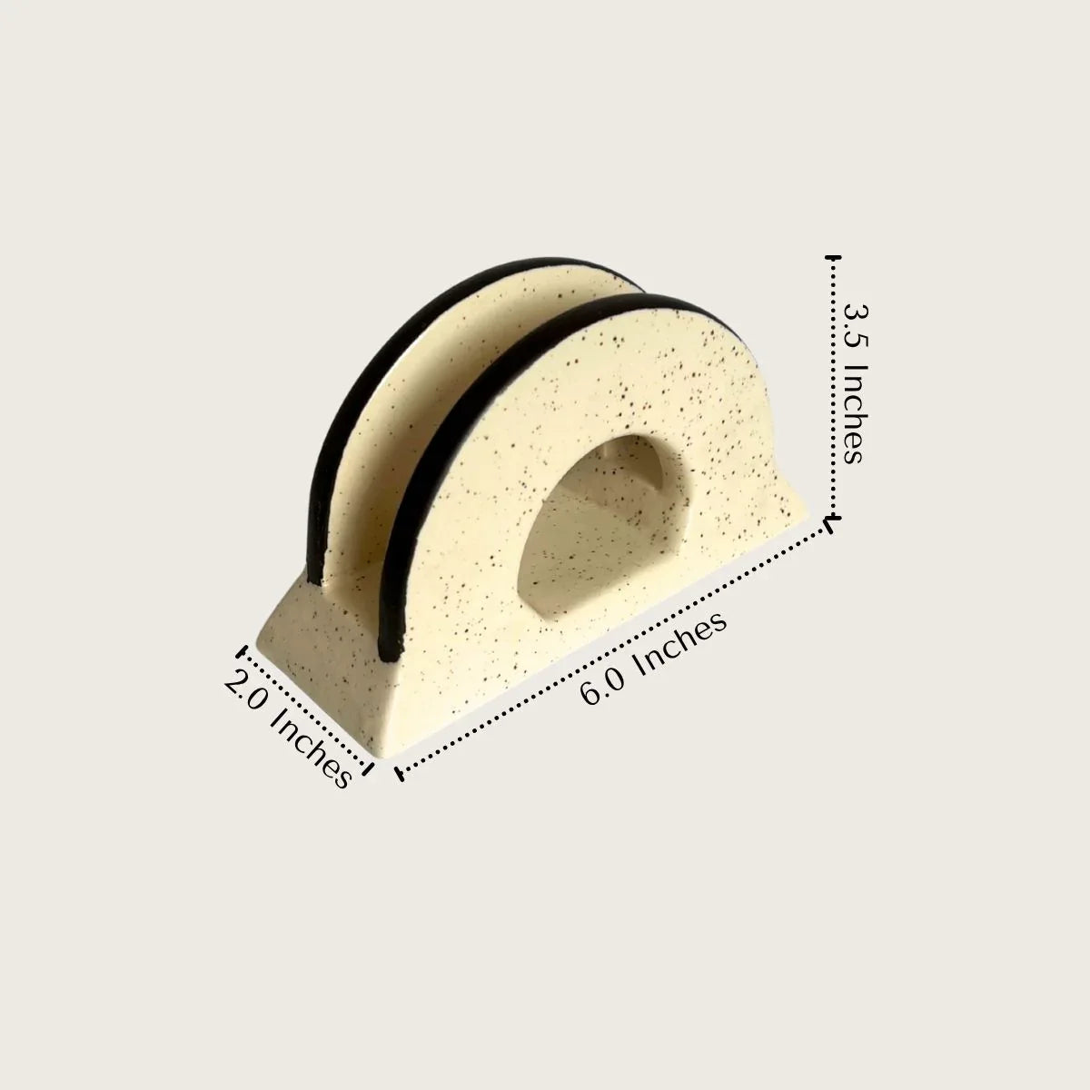 Tissue holder size; fits standard rectangular tissues with a weighted ceramic base for stable one-handed use.