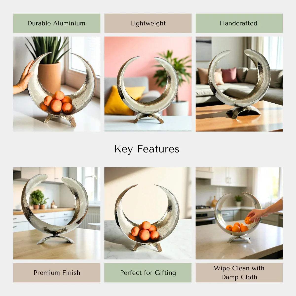 Rustic Stone quality; food-safe aluminium, tarnish-resistant finish, and handcrafted heritage-inspired details.