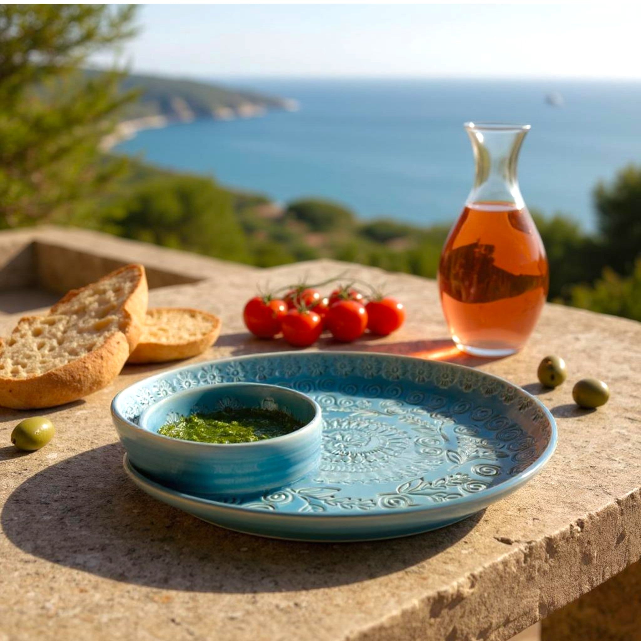 Floral Embossed Chip and Dip Platter