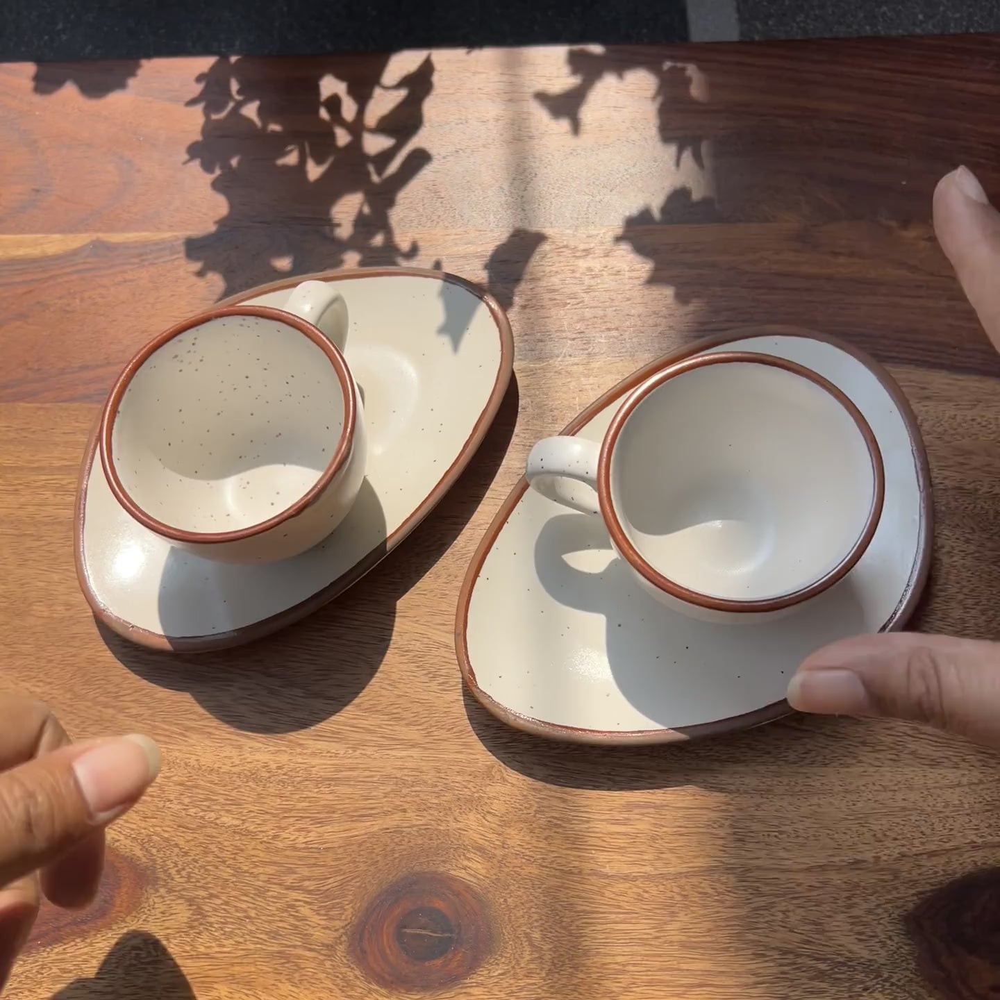 Product video of white cup and saucer set; perfect for espresso.