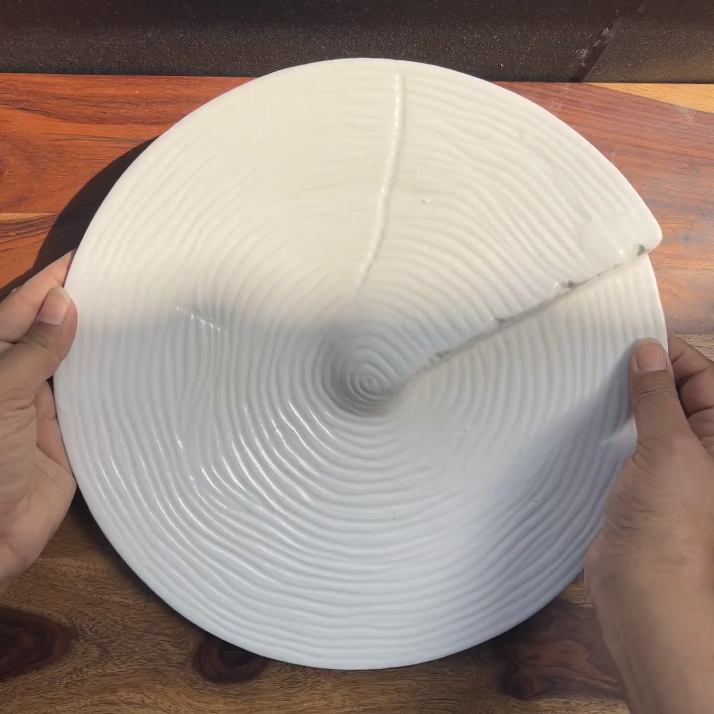 Product video of matt white ceramic plate; perfect for sushi.