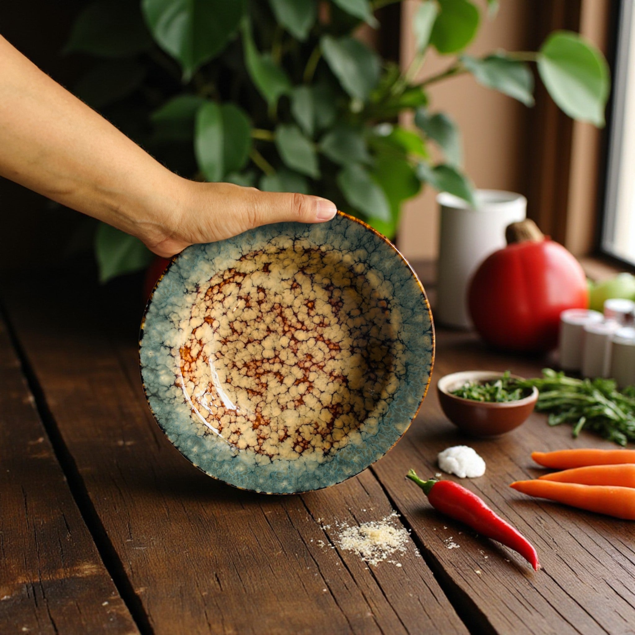 Blue Ridge Pasta Plate; wide-rimmed ceramic for luxury home dining and elegant tablescapes.