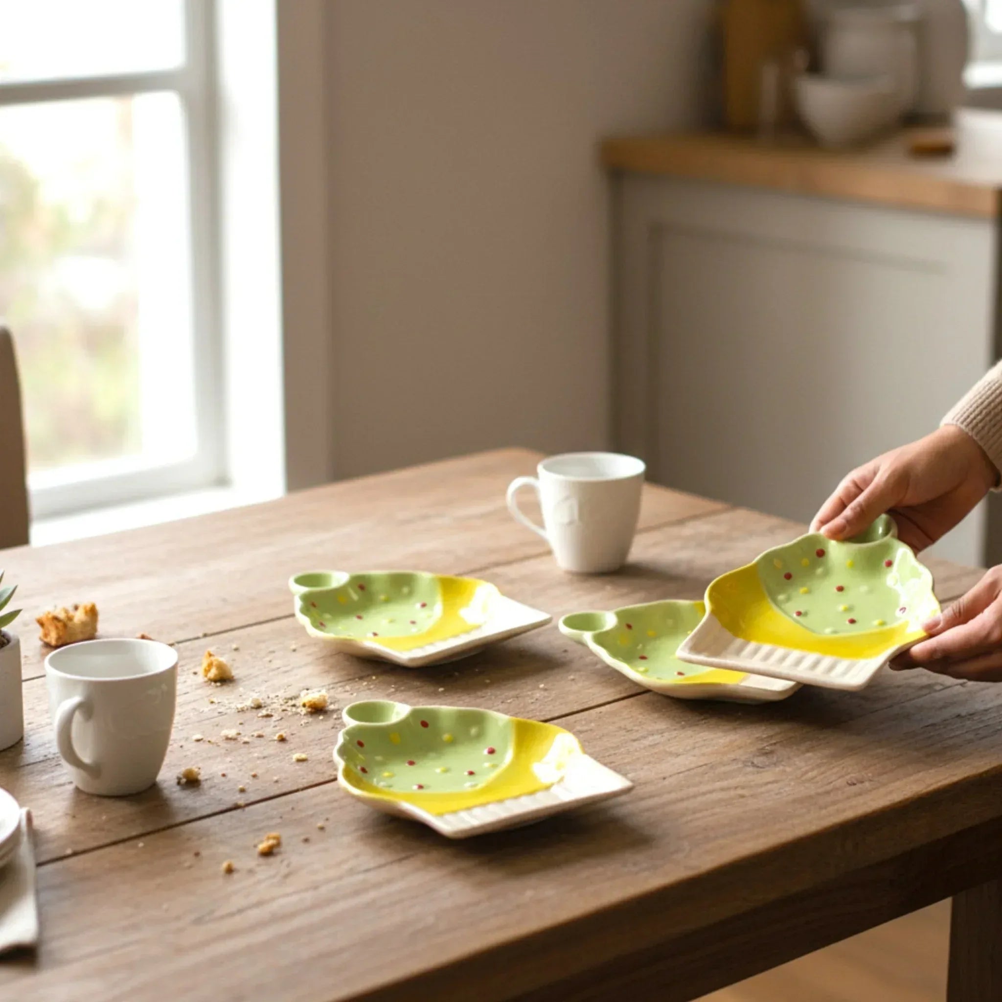 Hand holding a cupcake plate; 7-inch diameter perfect for single-serving treats, cake, or small snacks.