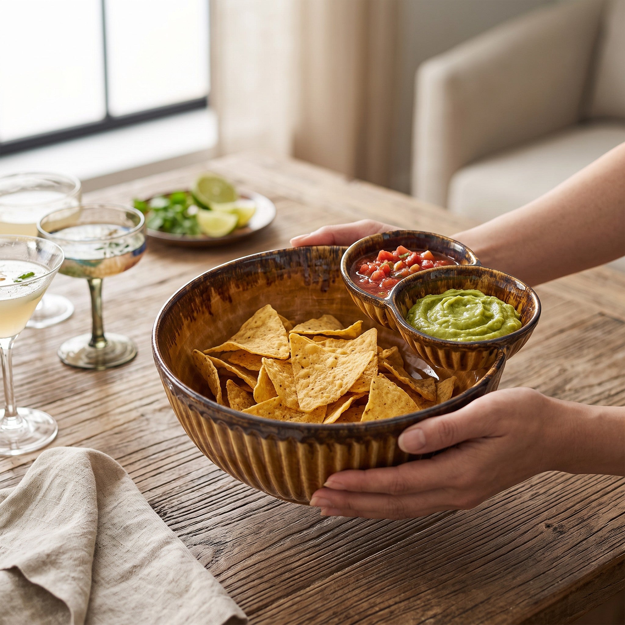 Sandstone Chip and Double Dip Bowl