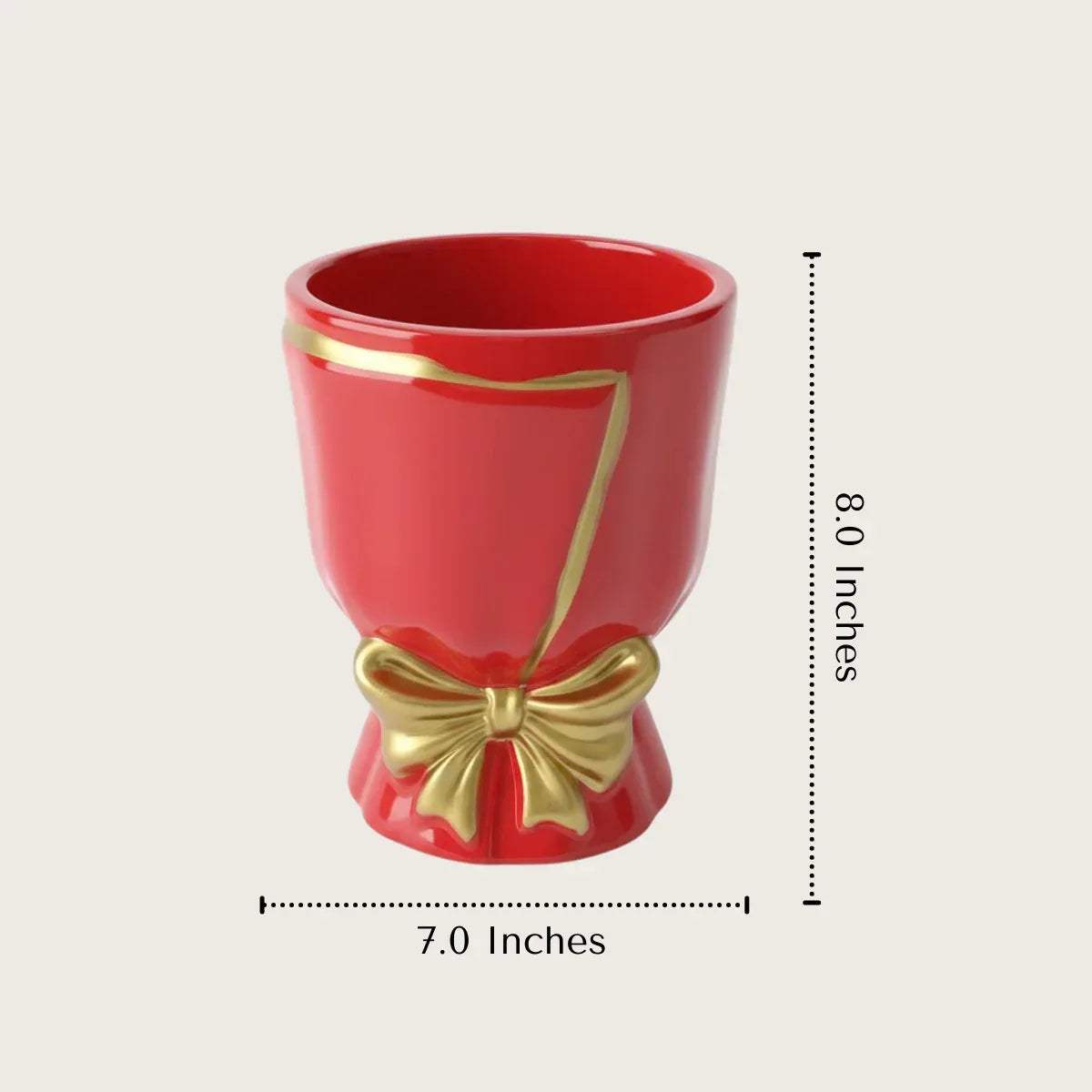 Scarlet Bouquet specs; 7.0" diameter x 8.0" height, 880g weight, durable handcrafted ceramic artisan planter.