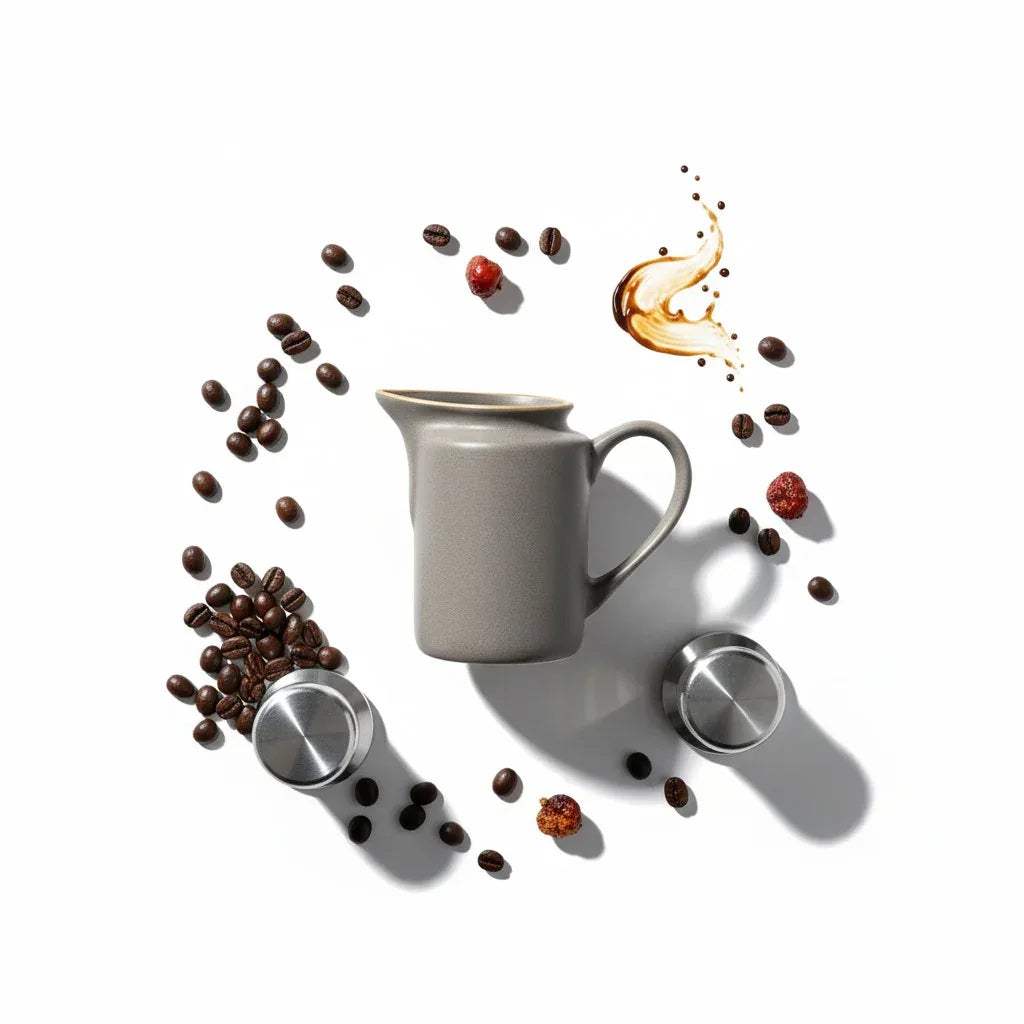 Close-up of matte ceramic finish; showing the handcrafted construction of the creamer.