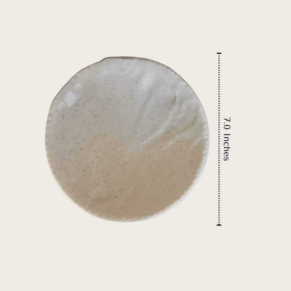 7.0 inches round stone plate; diameter measurements for elegant tabletop planning and serving.