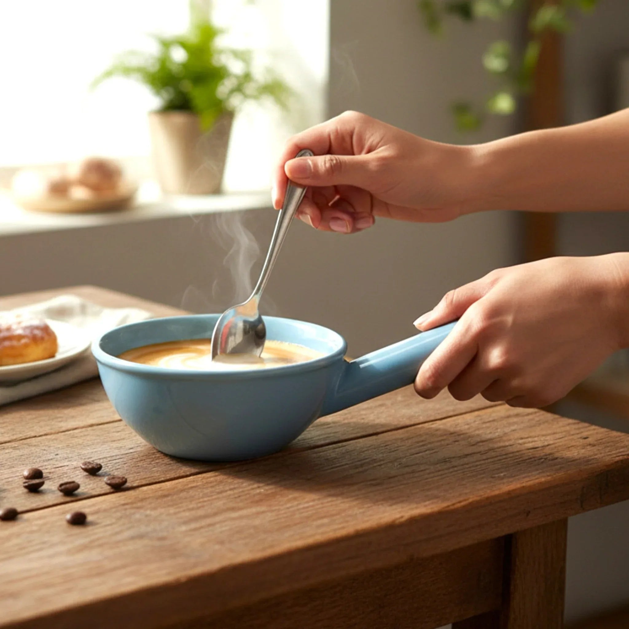 Winter entertaining; the fondue glowing on a wooden table with cheese, creating a warm ambiance.